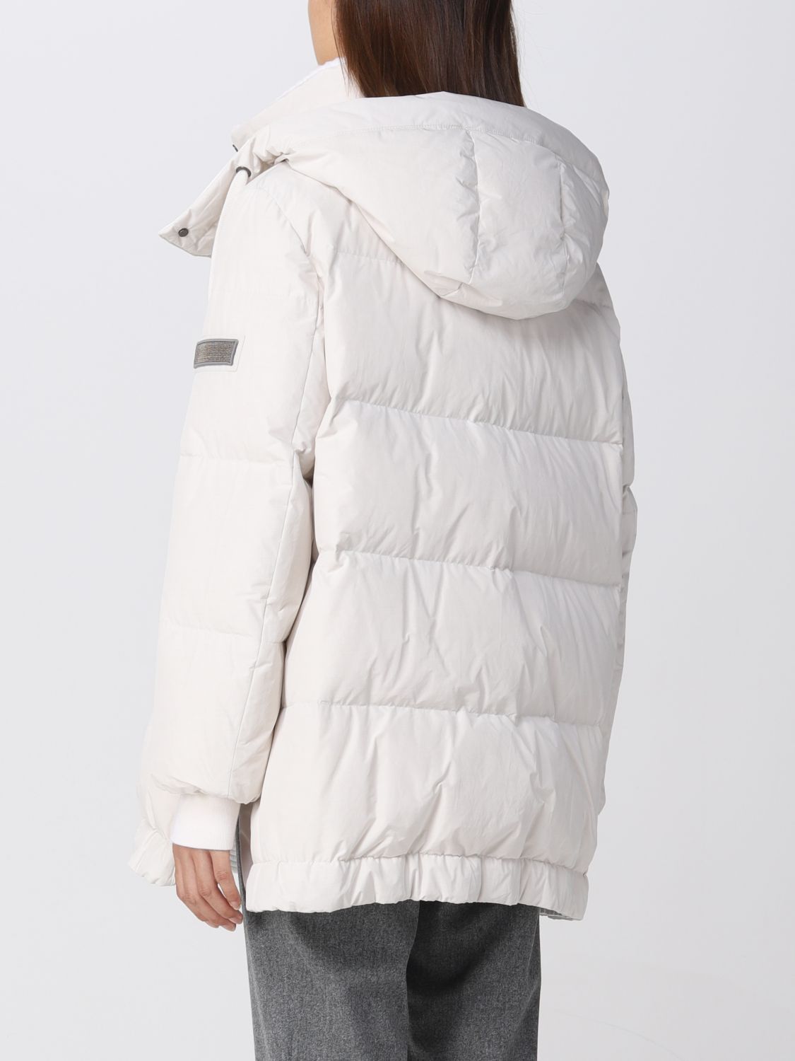 BRUNELLO CUCINELLI: nylon satin jacket with cashmere details - White ...