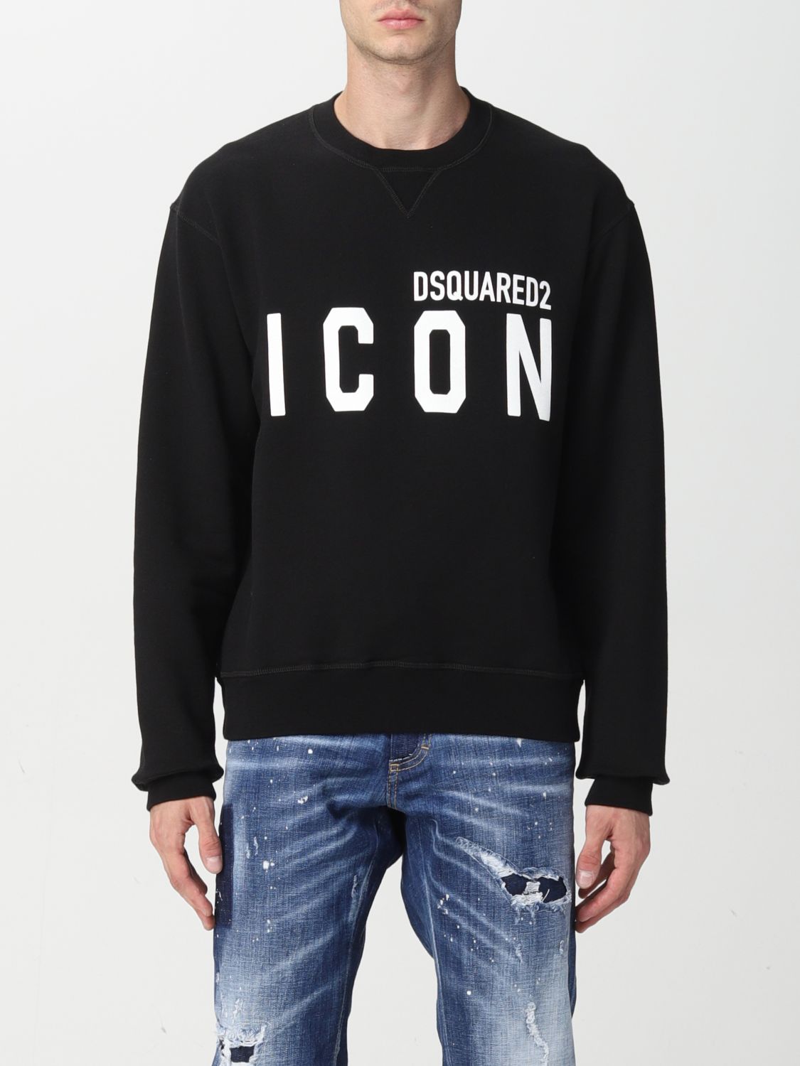 DSQUARED2: Icon cotton sweatshirt - Black | Dsquared2 sweatshirt