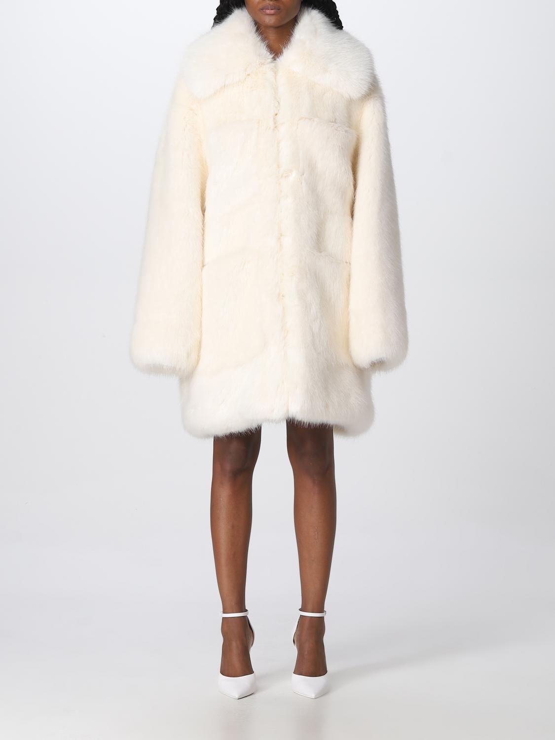Dsquared2 Faux-fur Oversized Coat In Yellow Cream