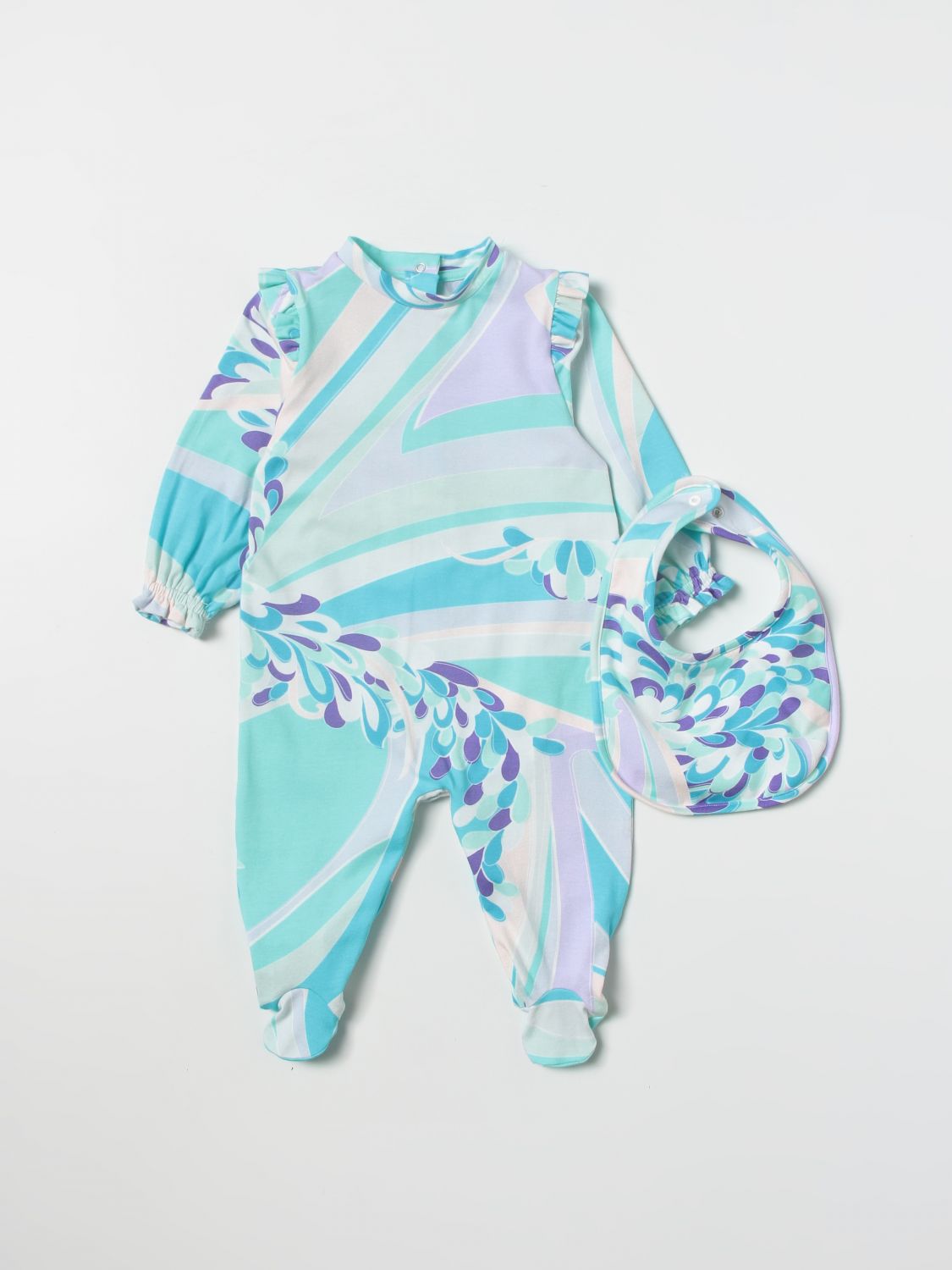 Pack Emilio Pucci: Emilio Pucci lilly print jersey romper + bib set multicolor 1