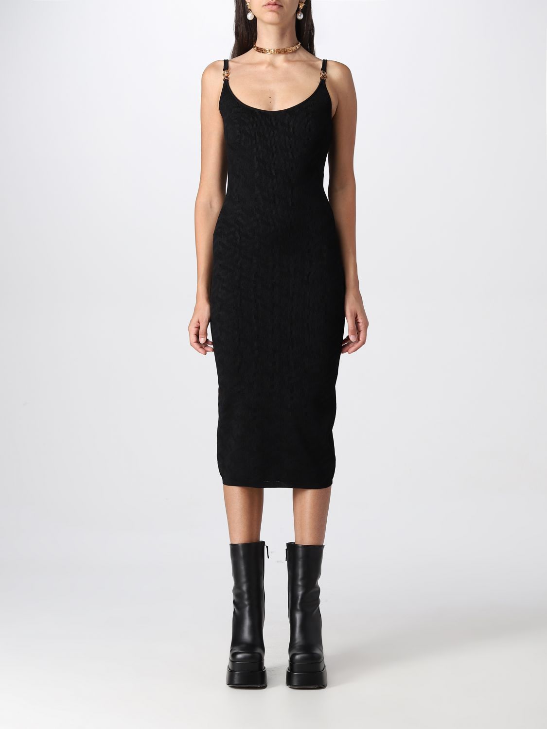 VERSACE: dress for women - Black | Versace dress 10072791A05236 online ...