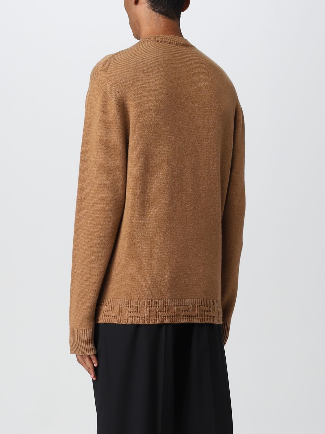 Sweater Versace: Versace Greca cashmere wool sweater beige 3