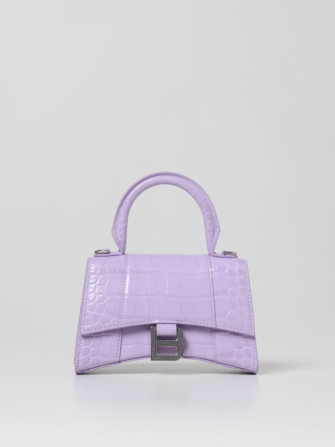 Mini bag Balenciaga: Balenciaga Hourglass Top Handle XS leather bag lilac 1