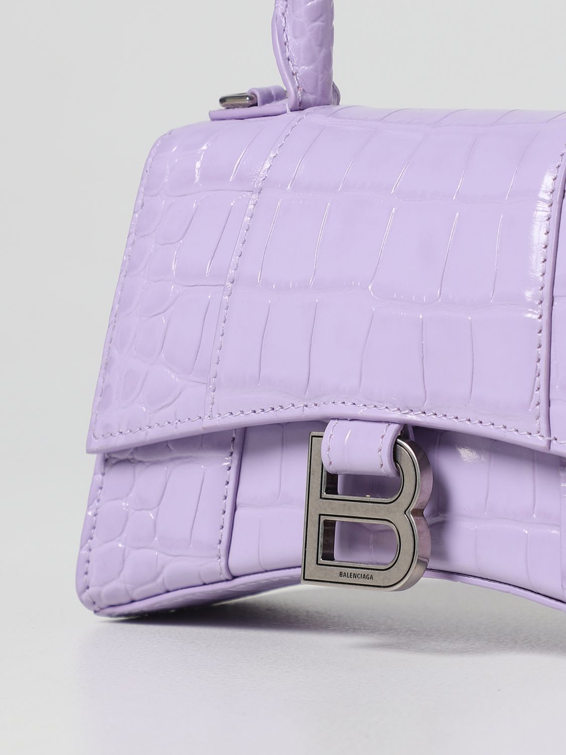 Mini bag Balenciaga: Balenciaga Hourglass Top Handle XS leather bag lilac 3