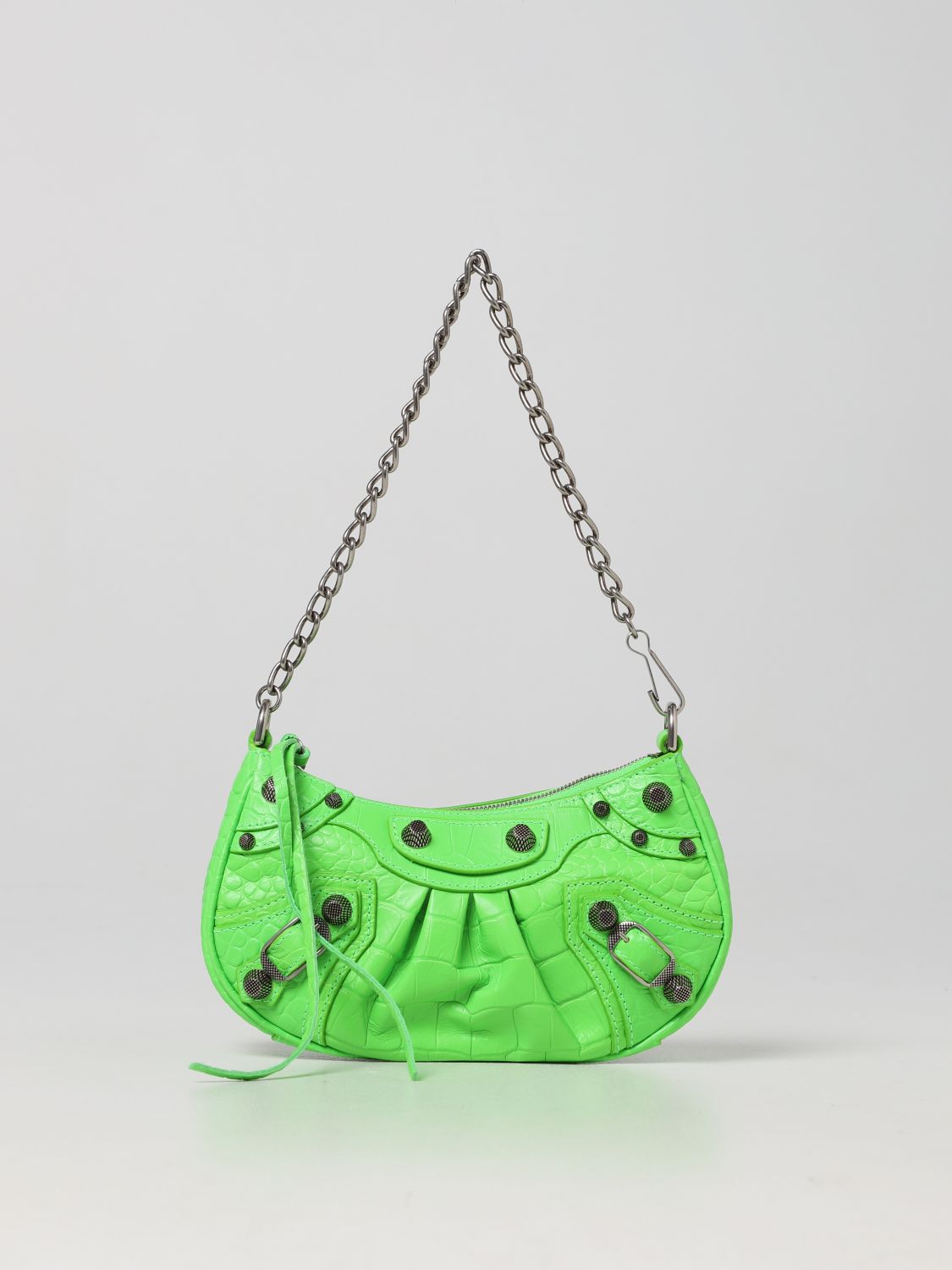 Mini bag Balenciaga: Balenciaga Le Cagole Mini crocodile print leather bag green 1