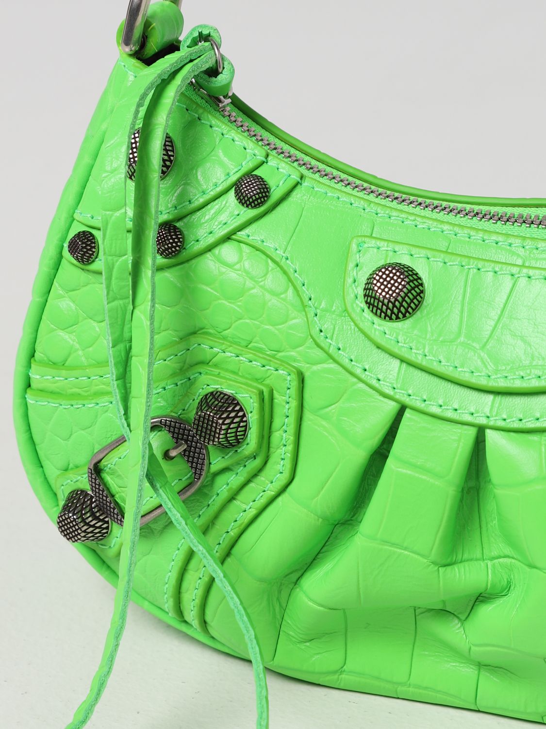 Mini bag Balenciaga: Balenciaga Le Cagole Mini crocodile print leather bag green 4