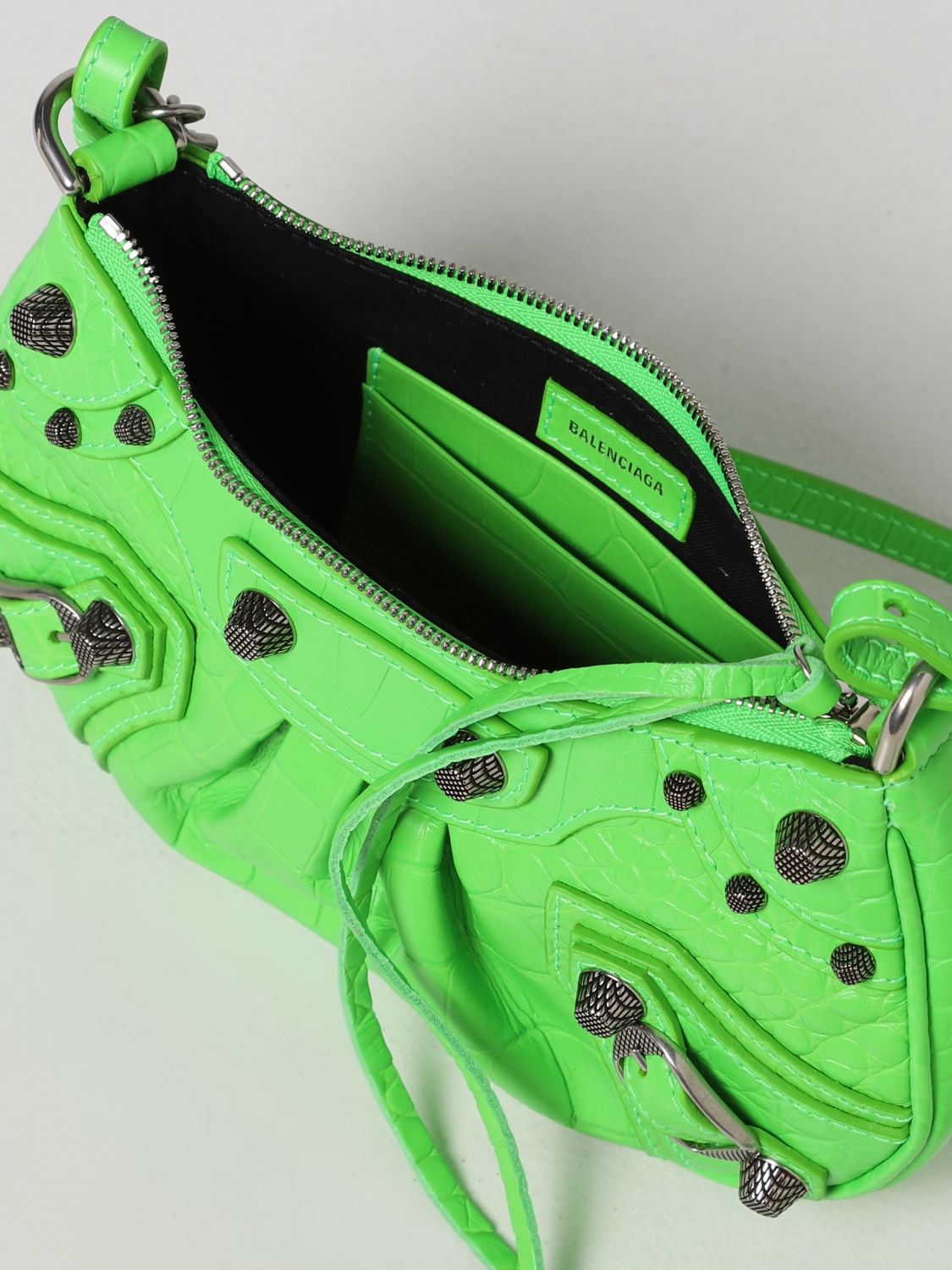 Mini bag Balenciaga: Balenciaga Le Cagole Mini crocodile print leather bag green 5