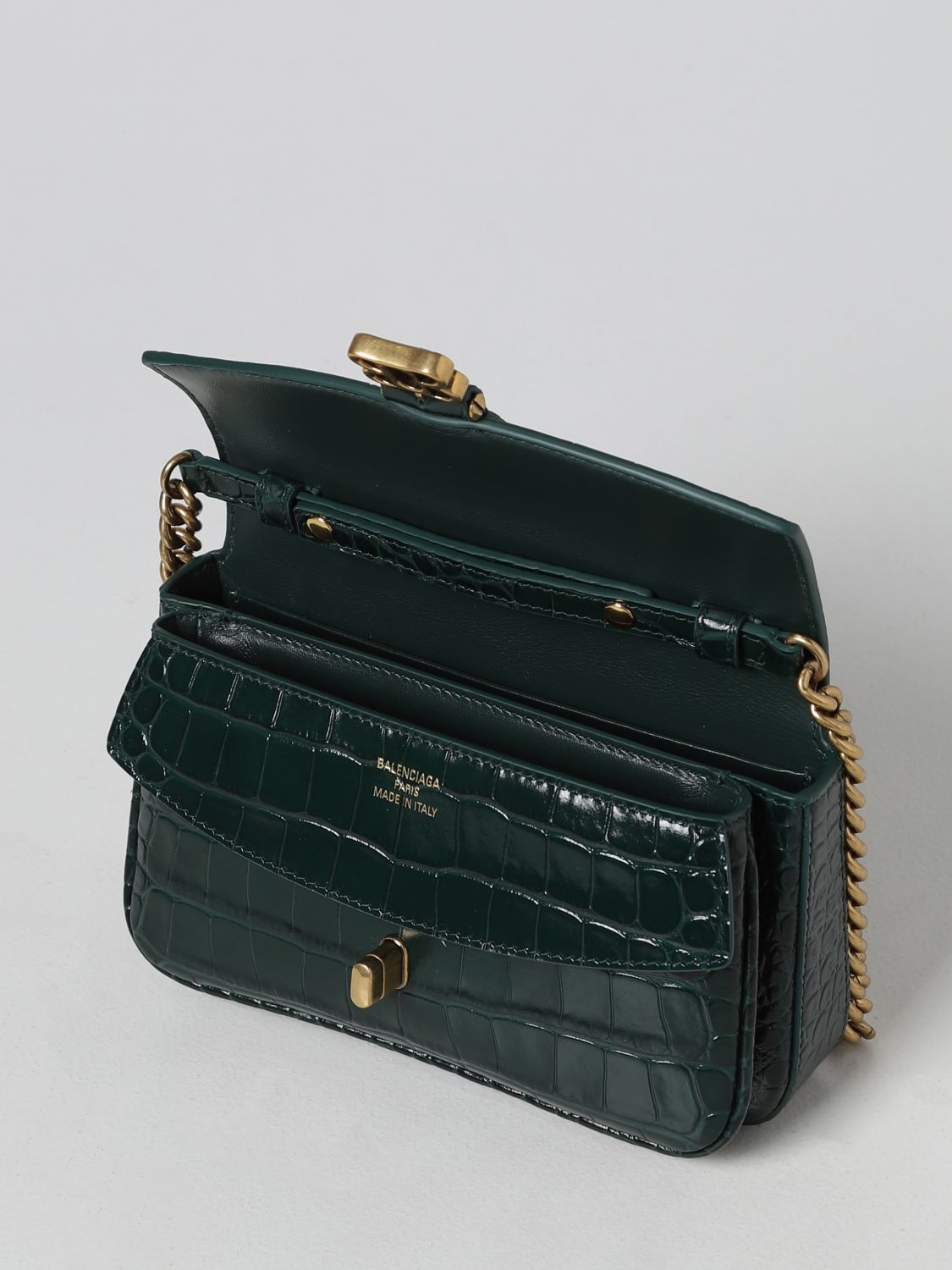 Mini bag Balenciaga: Balenciaga Lady Flap crocodile print leather bag green 5