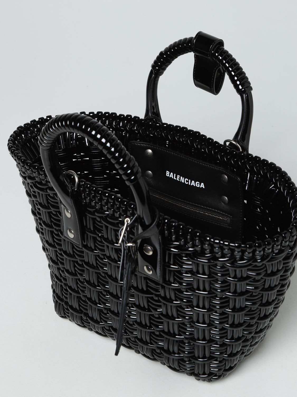 Handbag Balenciaga: Balenciaga Bistro Basket Xs rubber bag black 4