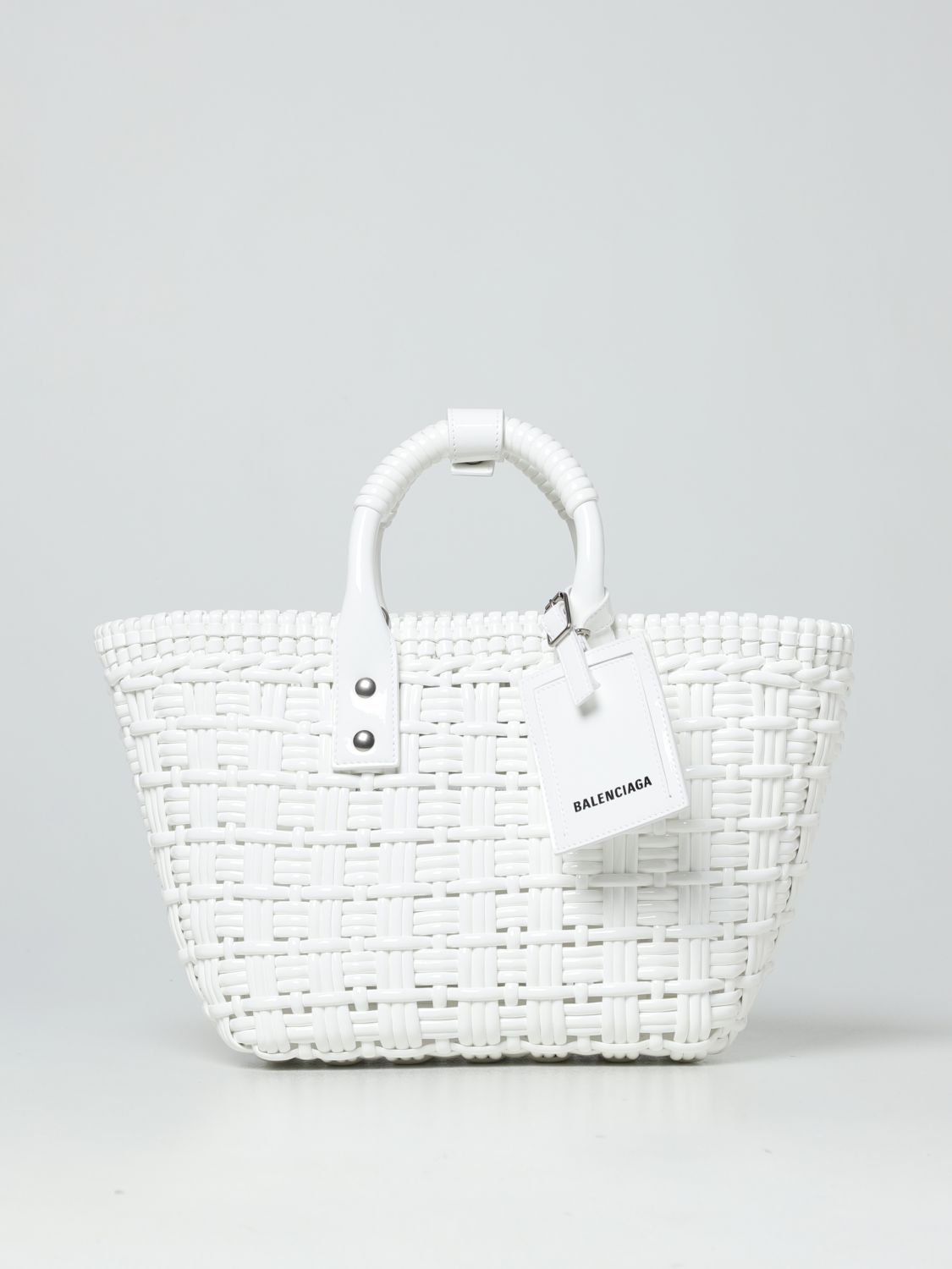 BALENCIAGA: Bistro Xs Basket rubber bag - White | Balenciaga handbag ...
