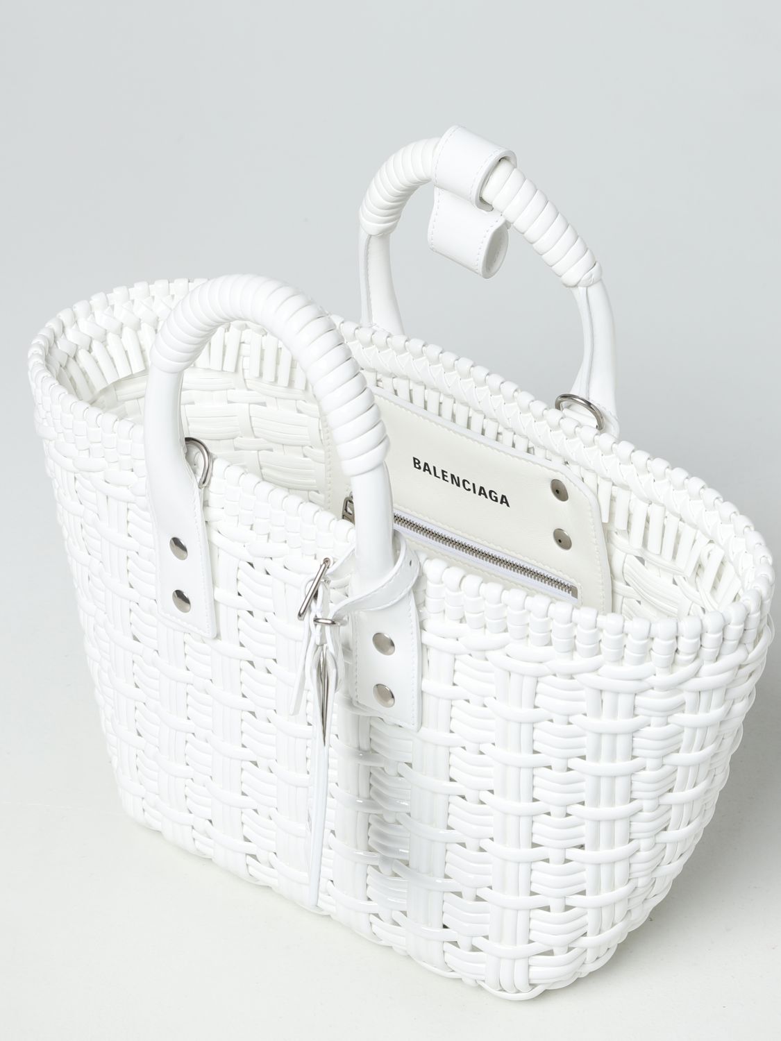 Handbag Balenciaga: Balenciaga Bistro Xs Basket rubber bag white 5