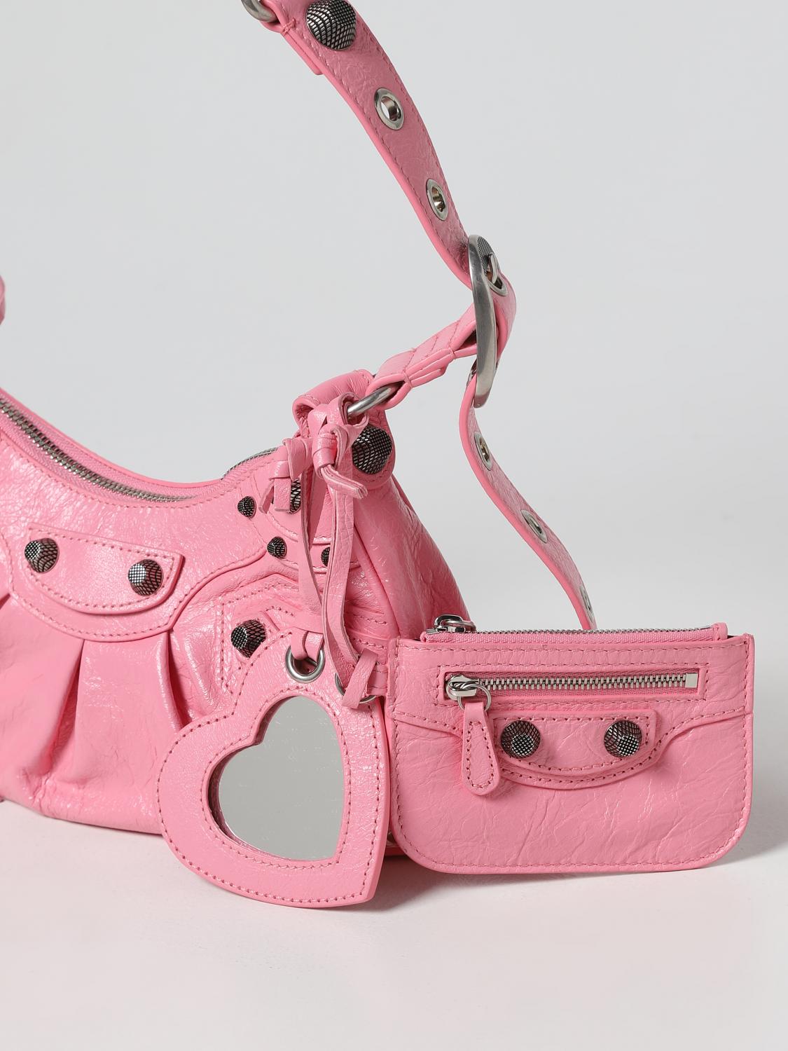 BALENCIAGA: Le Cagole Xs leather bag - Pink | Balenciaga shoulder bag ...