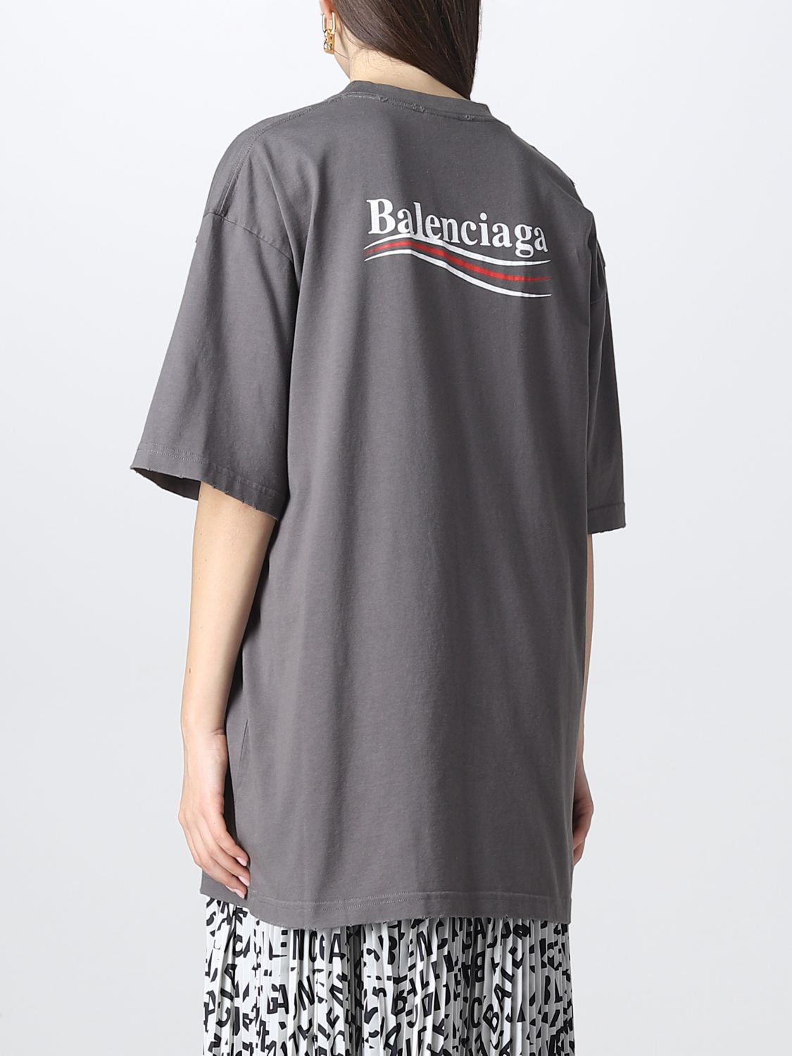 Balenciaga Grey Small Logo Tshirt in Gray for Men  Lyst