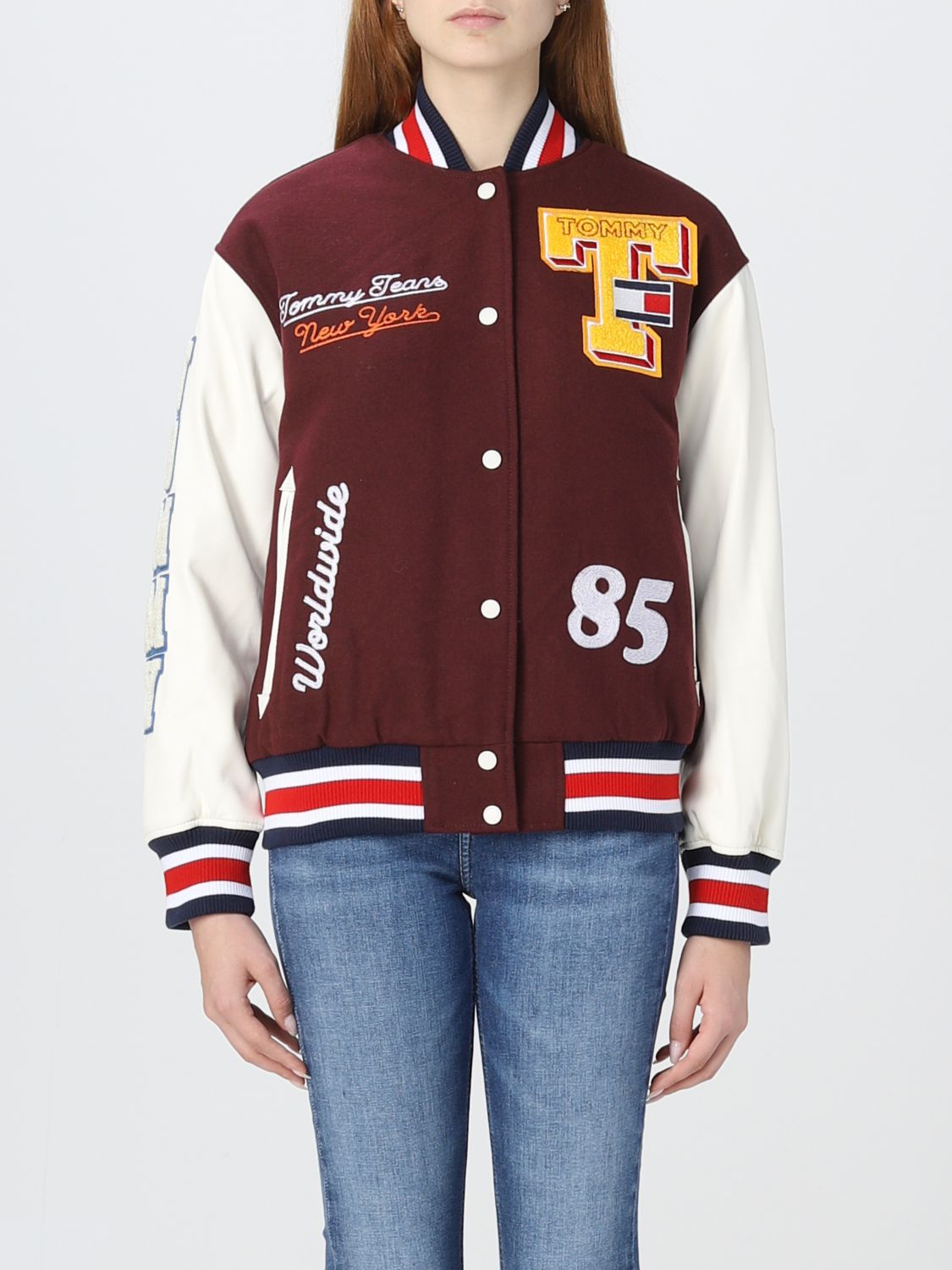 TOMMY JEANS: jackets for woman - Burgundy | Tommy Jeans jackets ...