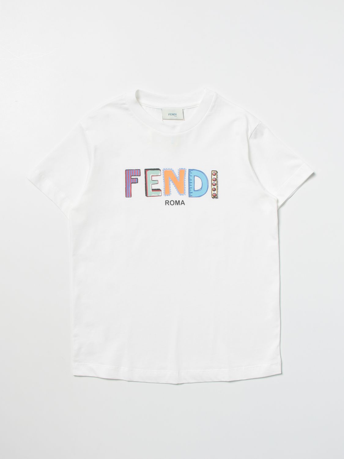 FENDI KIDS: t-shirt for girls - White | Fendi Kids t-shirt JUI1307AJ ...