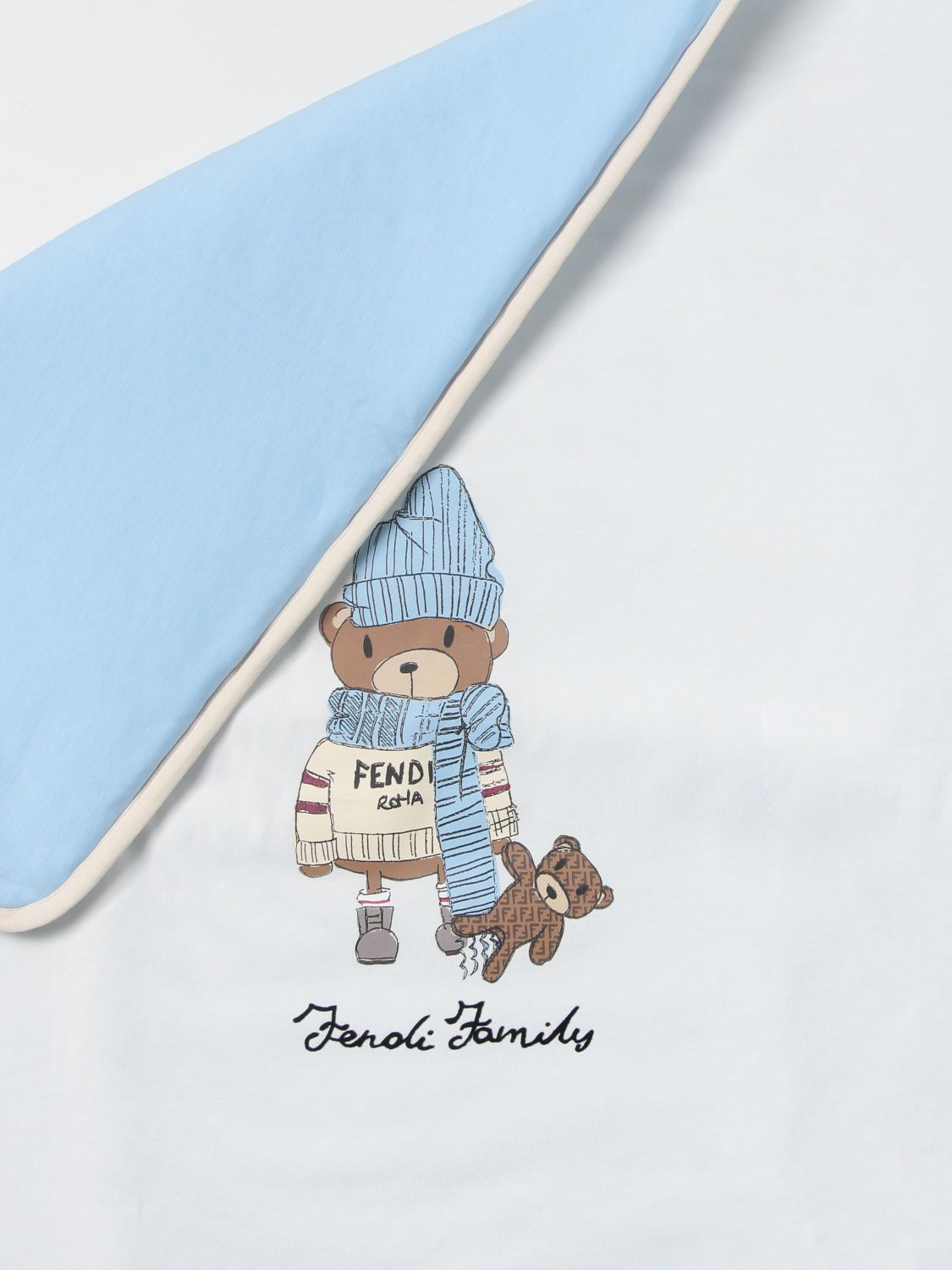 Copertina Fendi Kids: Coperta Fendi in cotone e stampa teddy bianco 1 2