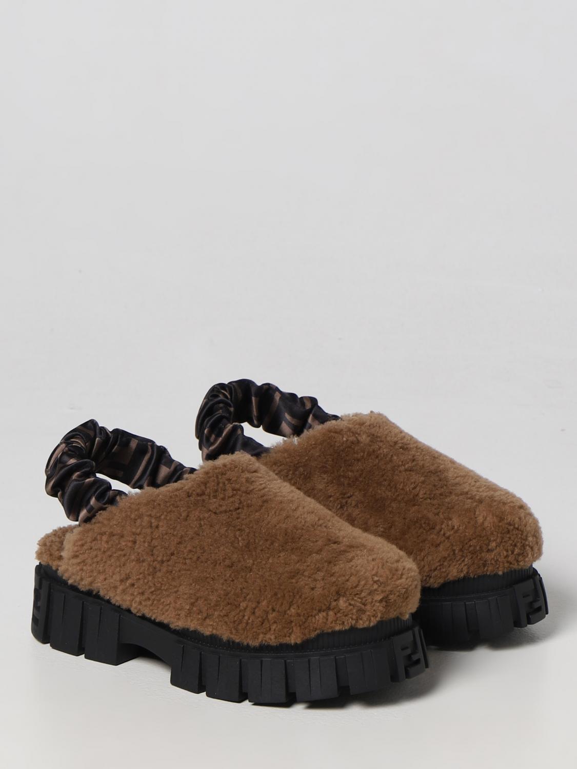 Scarpe Fendi Kids: Sabot Fendi Kids in shearling marrone 2