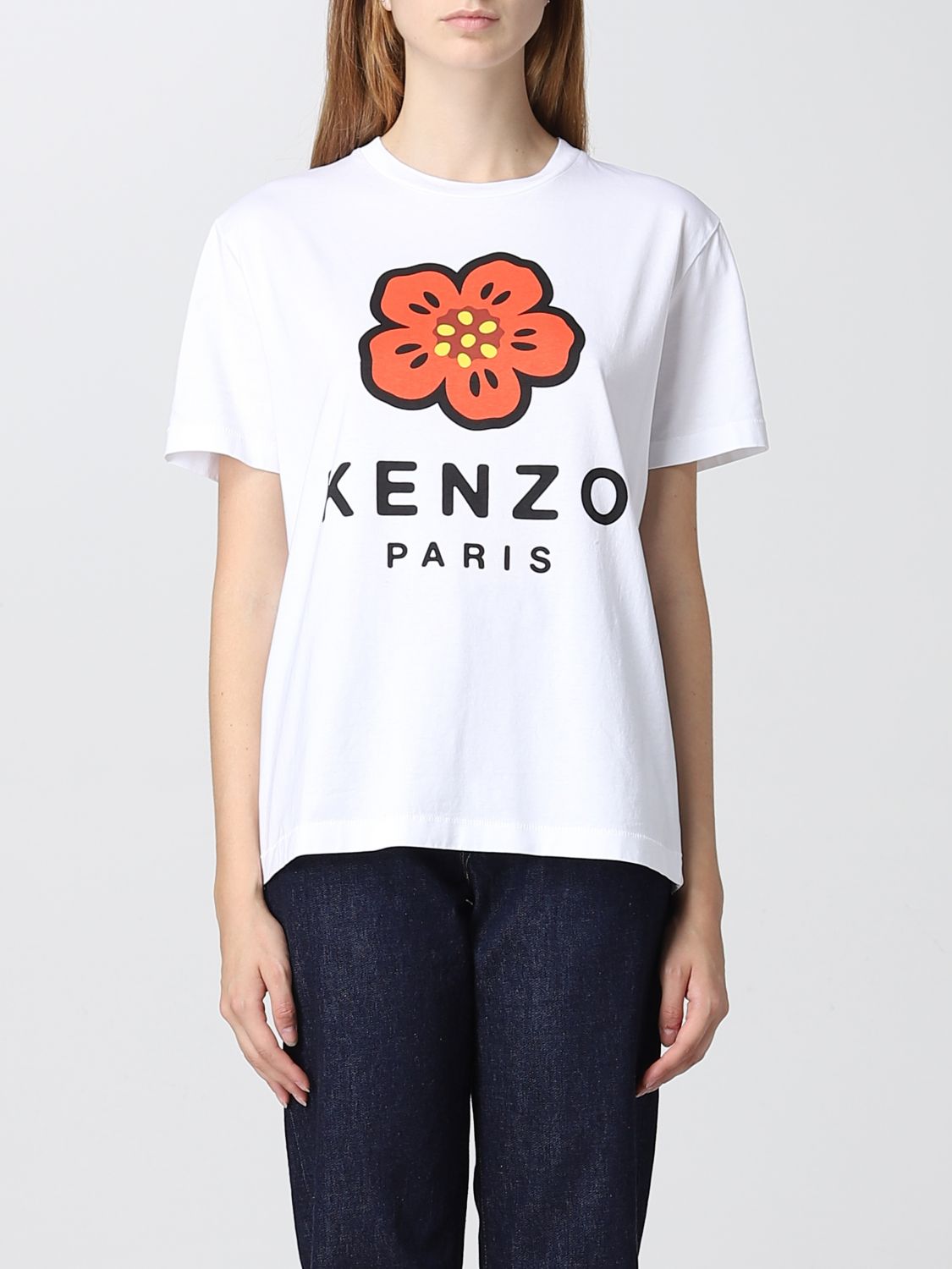 KENZO: t-shirt for woman - White | Kenzo t-shirt FC62TS0074SO online at ...