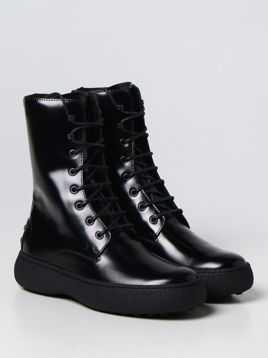 TOD'S: flat ankle boots for woman - Black | Tod's flat ankle boots online on GIGLIO.COM