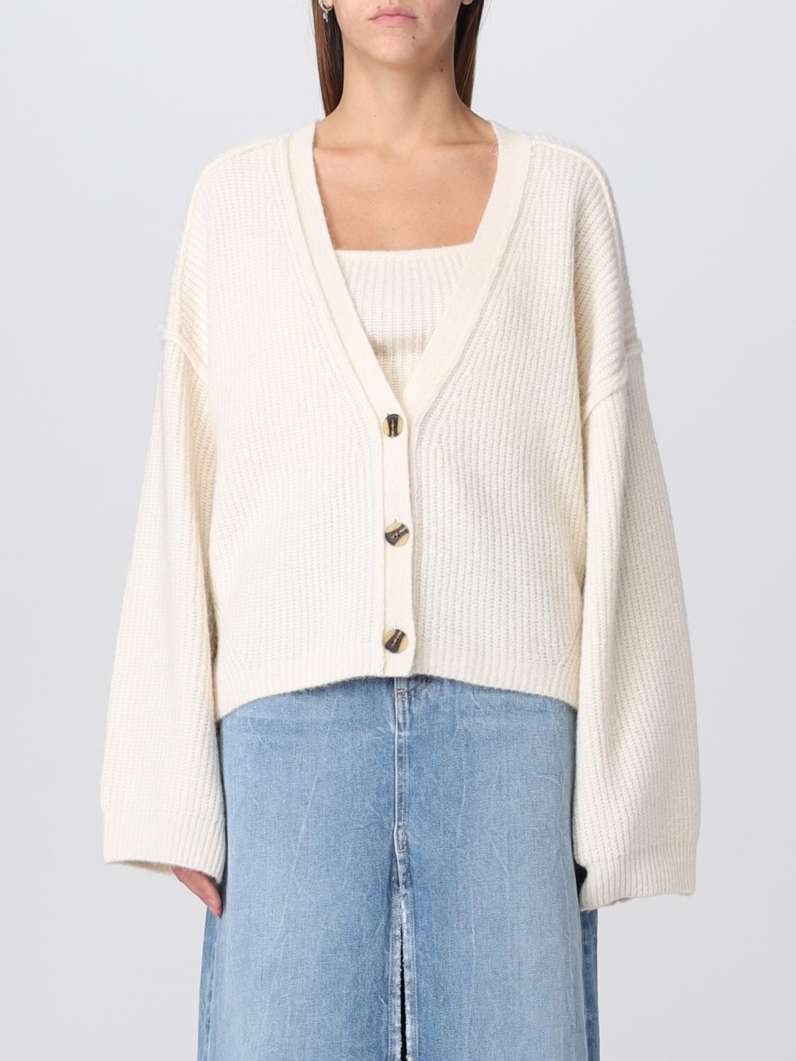 Remain Birger Christensen Off-white Karin Ribbed Knit Cardigan In Yellow Cream