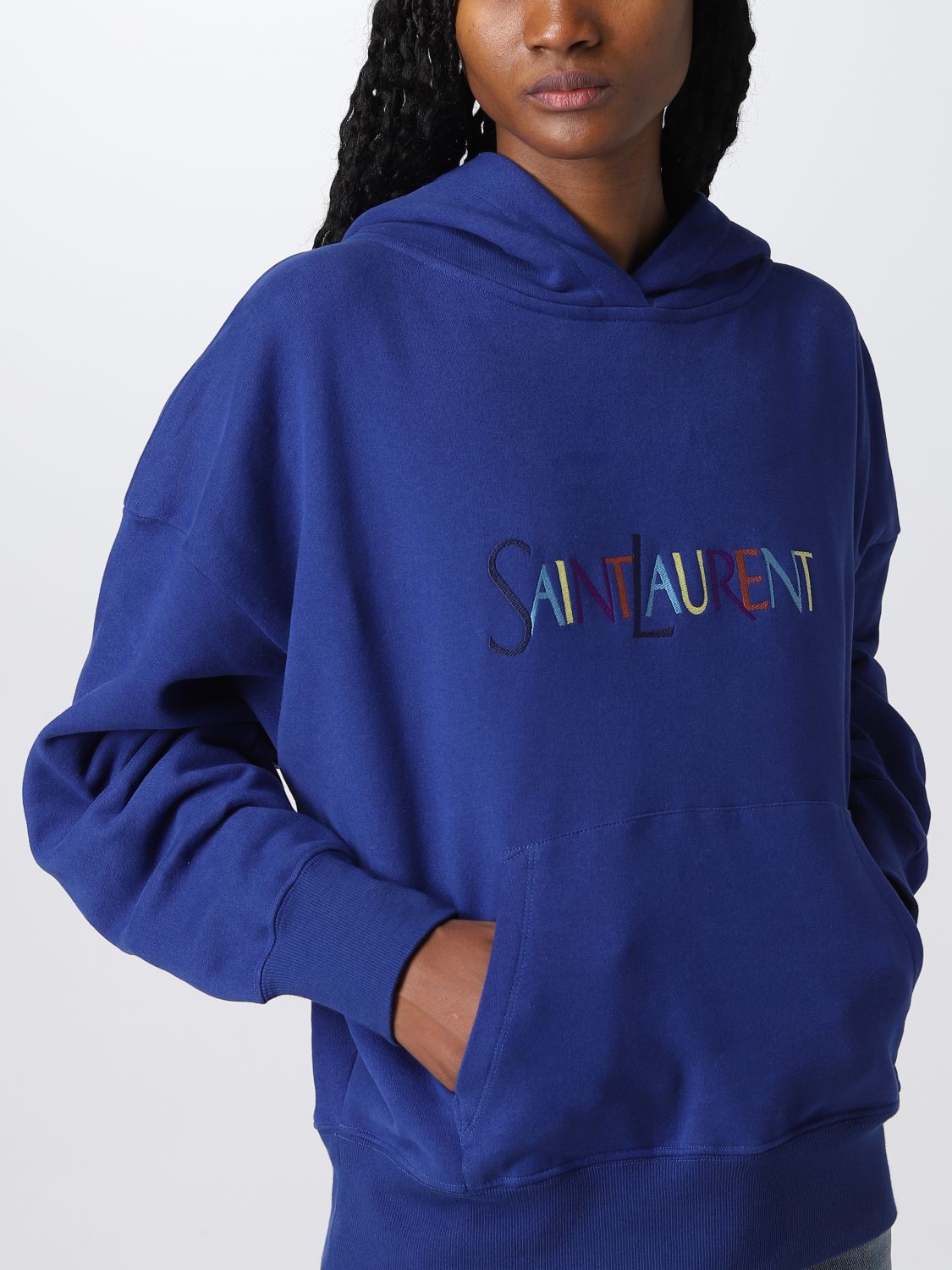 Felpa Saint Laurent: Felpa Saint Laurent con logo multicolor blue 5