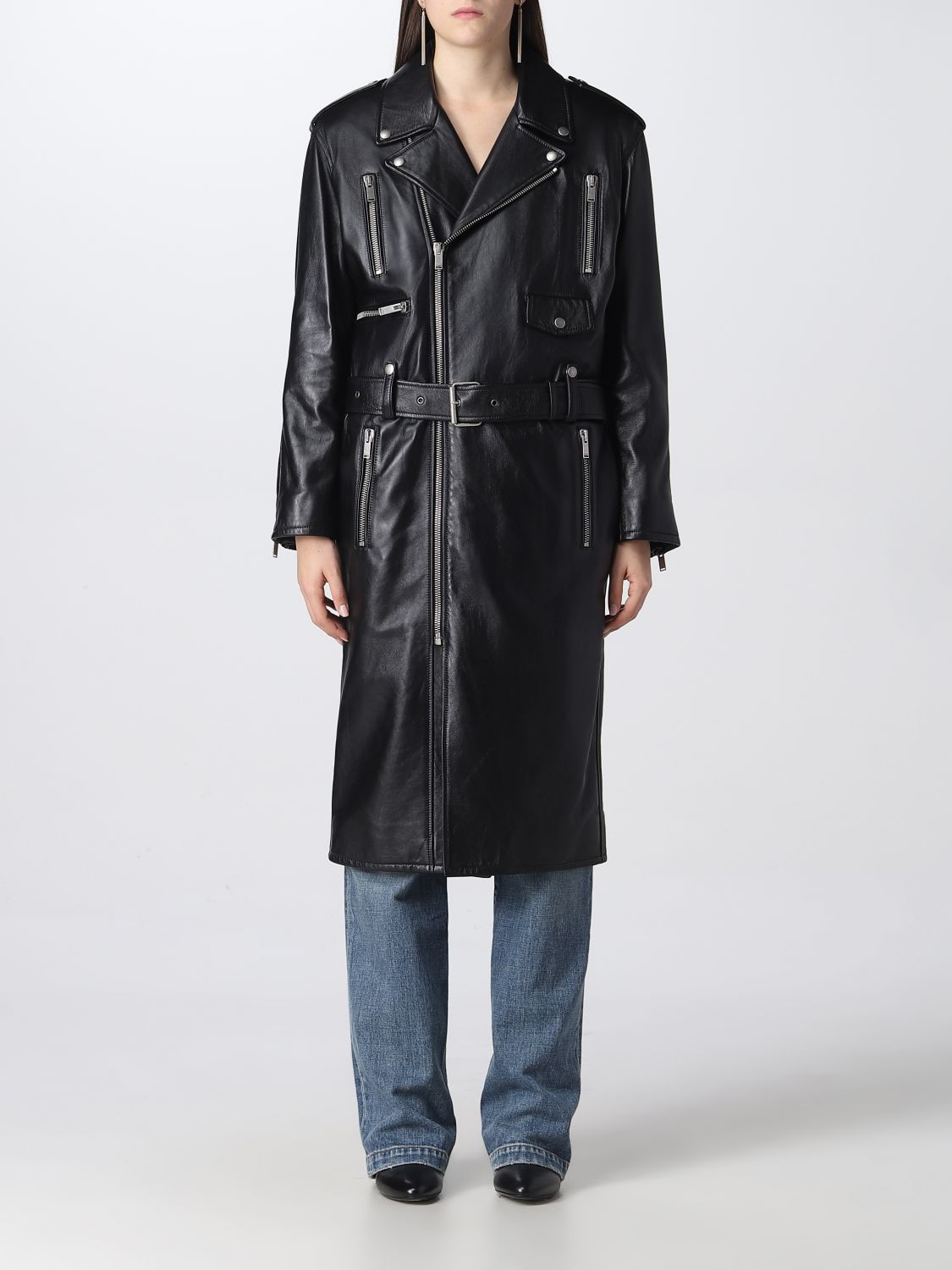 SAINT LAURENT: coat for woman - Black | Saint Laurent coat 706147YCFC2 ...