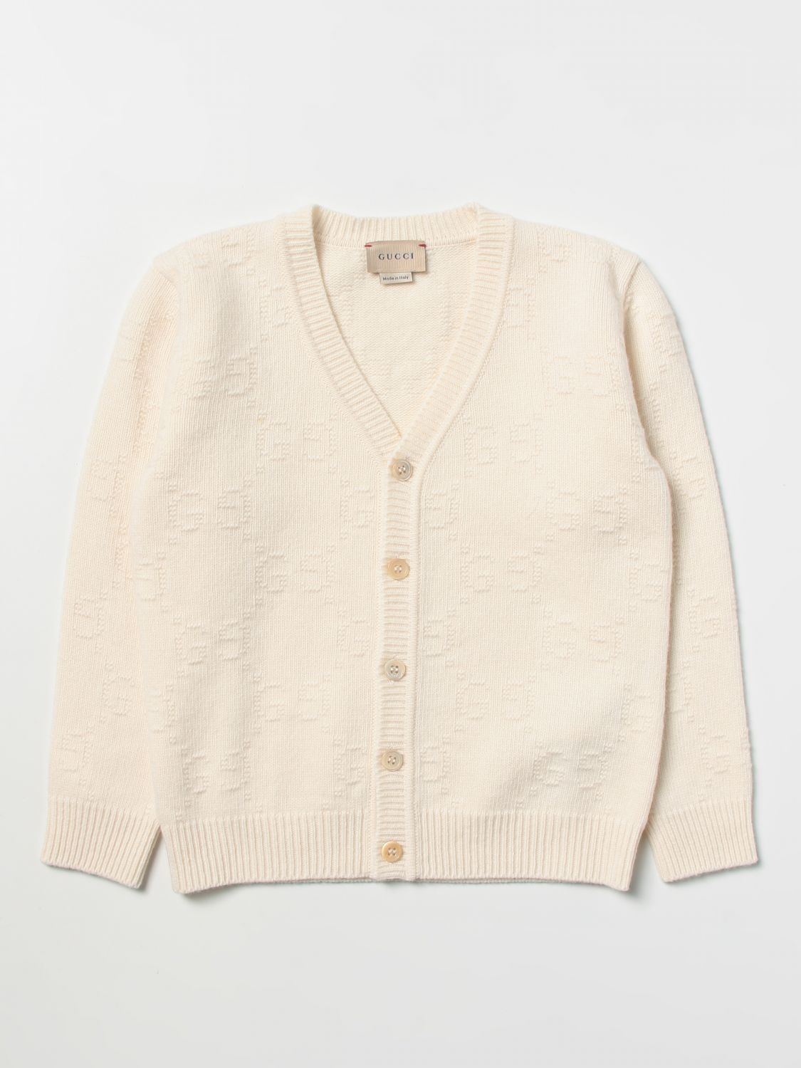 GUCCI wool cardigan with GG logo all over Blue Gucci sweater