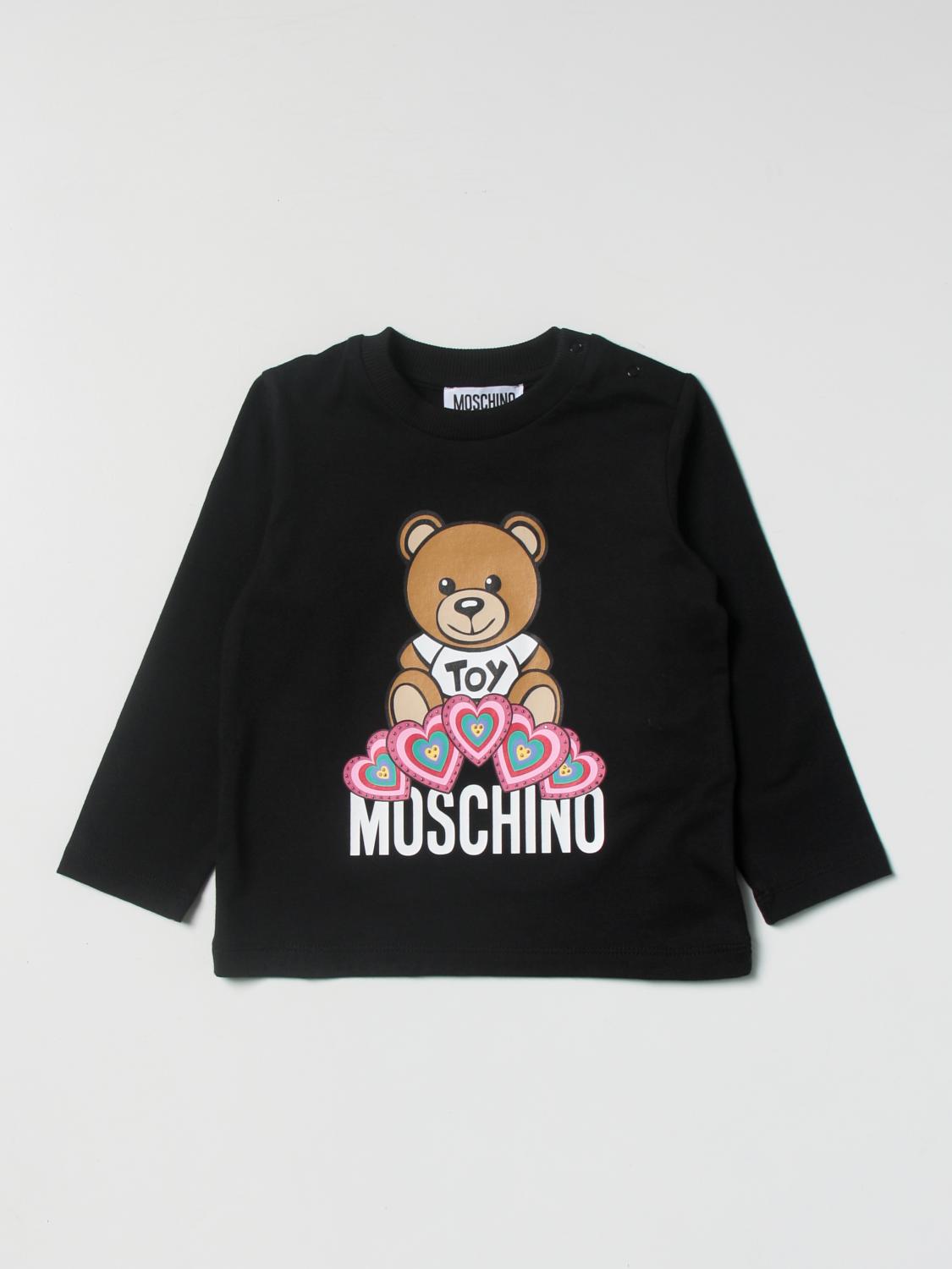T-shirt Moschino Baby: T-shirt Moschino Baby con stampa Teddy cuori nero 1