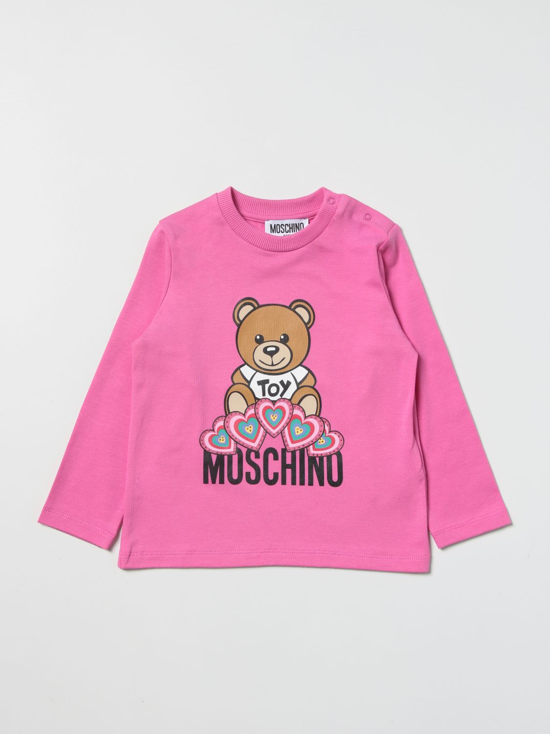 T-shirt Moschino Baby: T-shirt Moschino Baby con stampa Teddy cuori fuxia 1
