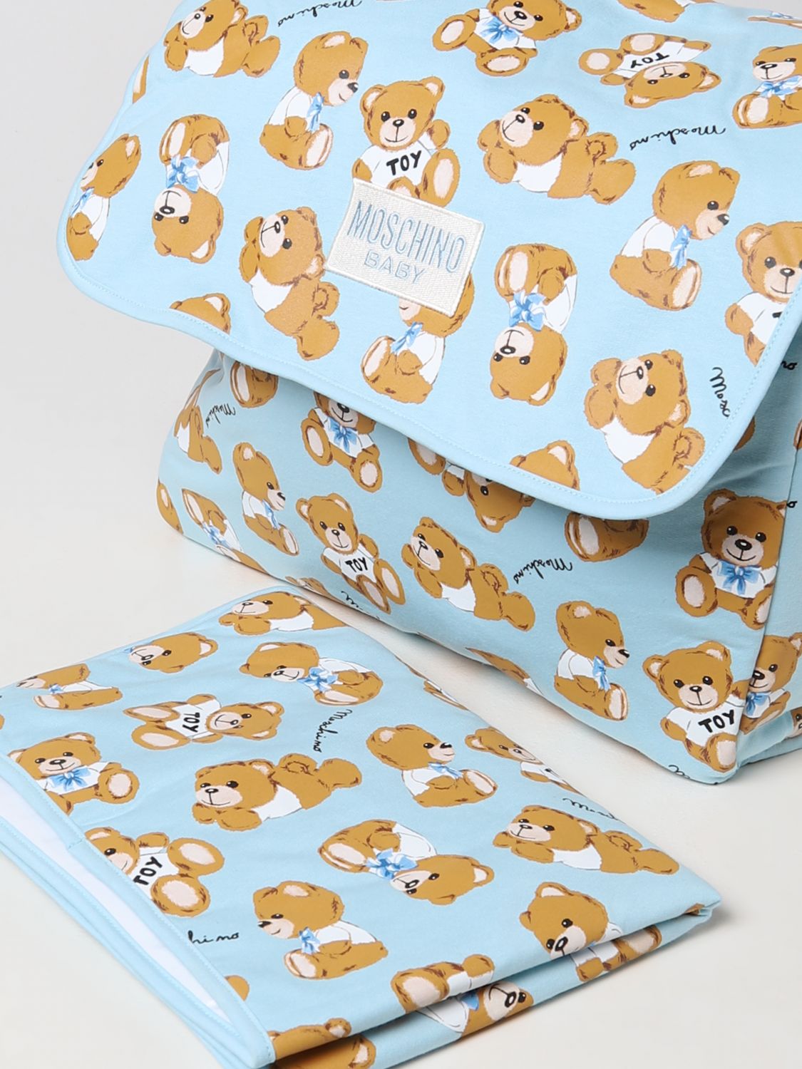 Vari per corredo Moschino Baby: Diaper bag Teddy Moschino Baby in cotone azzurro 3