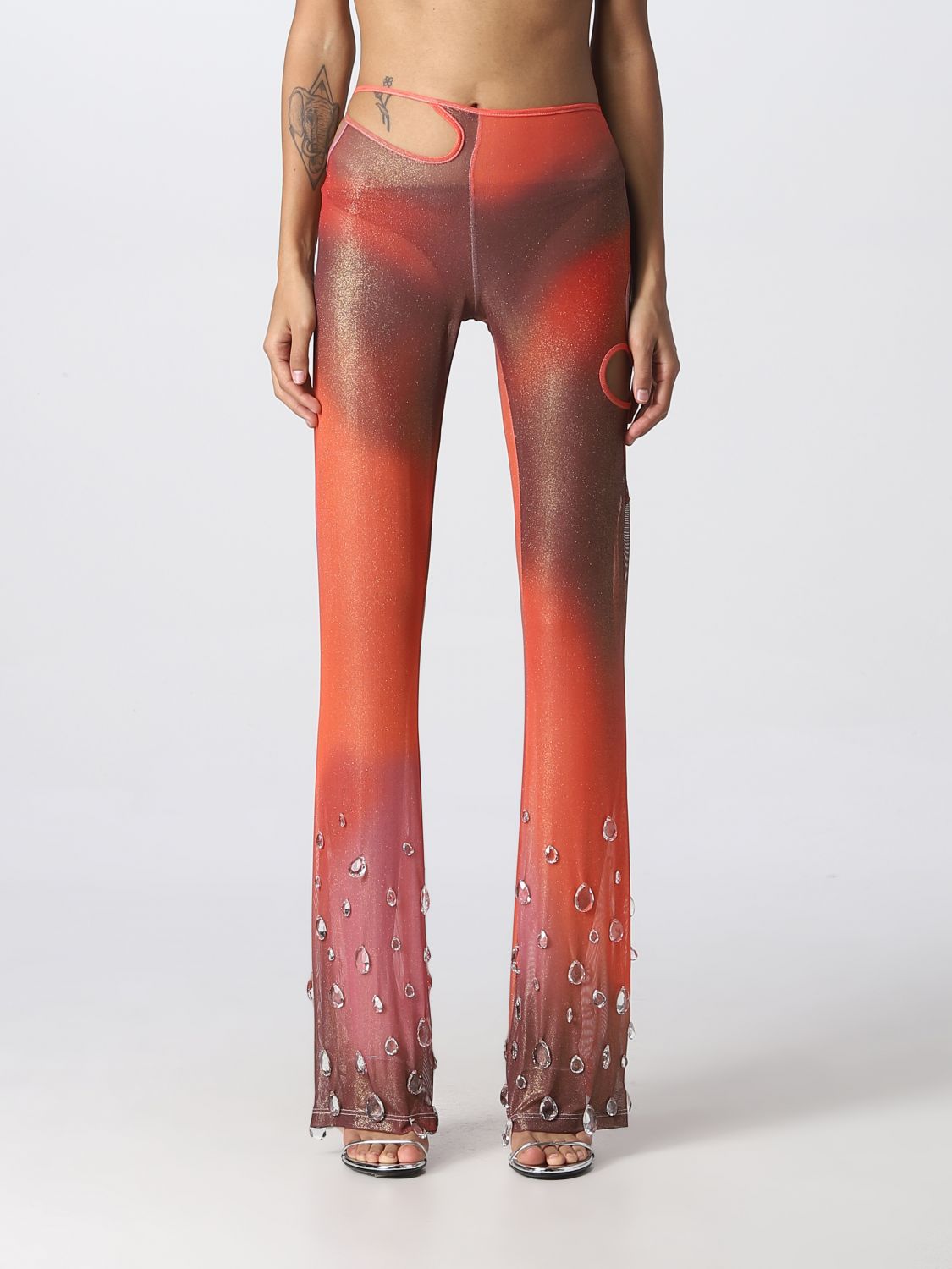 Gcds Sita Embellished Cutout Pants In Pink