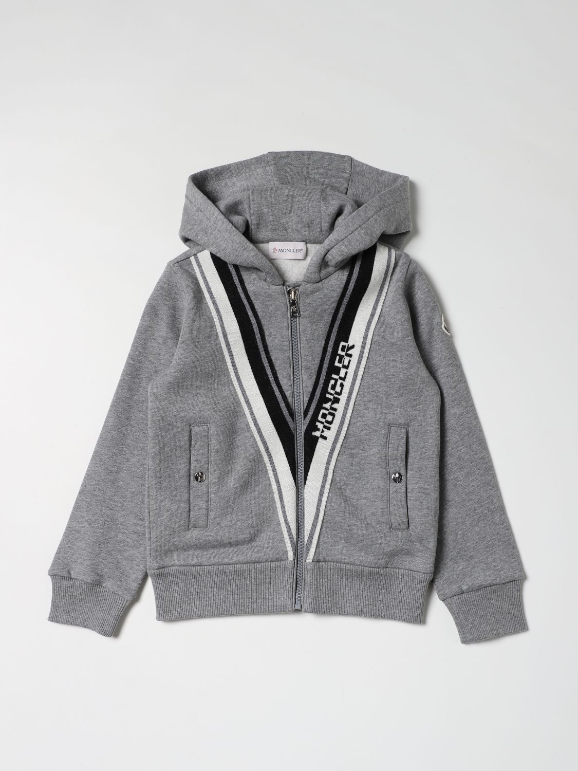Sweater Moncler: Moncler zip-up sweatshirt with logo grey 1