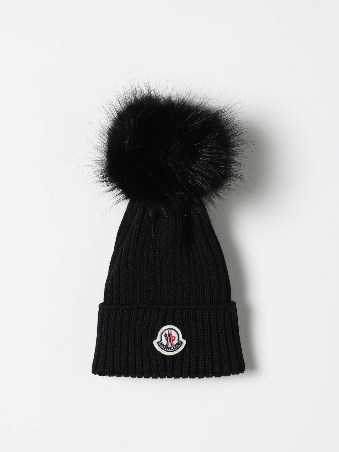 Hüte für Mädchen Moncler: Moncler Mütze aus Wolle mit Pompon schwarz 1