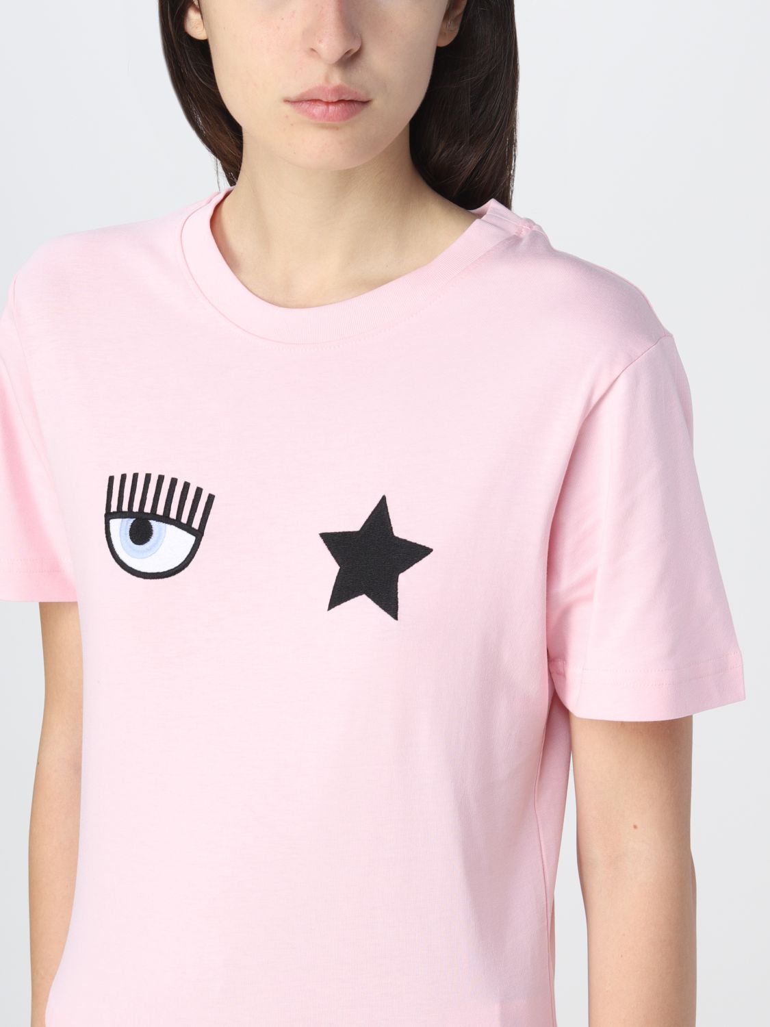 T-shirt Chiara Ferragni: T-shirt Chiara Ferragni con logo Eye Star rosa 4