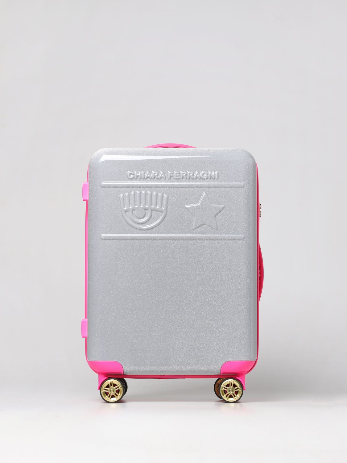 Mujer Bolsos de Equipaje y maletas de Maleta con ruedas Chiara Ferragni de Tejido sintético de color Gris 
