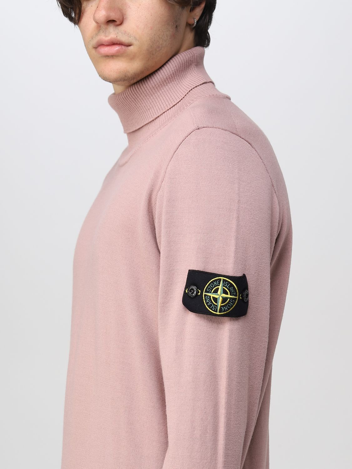 STONE ISLAND: jumper for men - Pink | Stone Island jumper 525C4 online ...