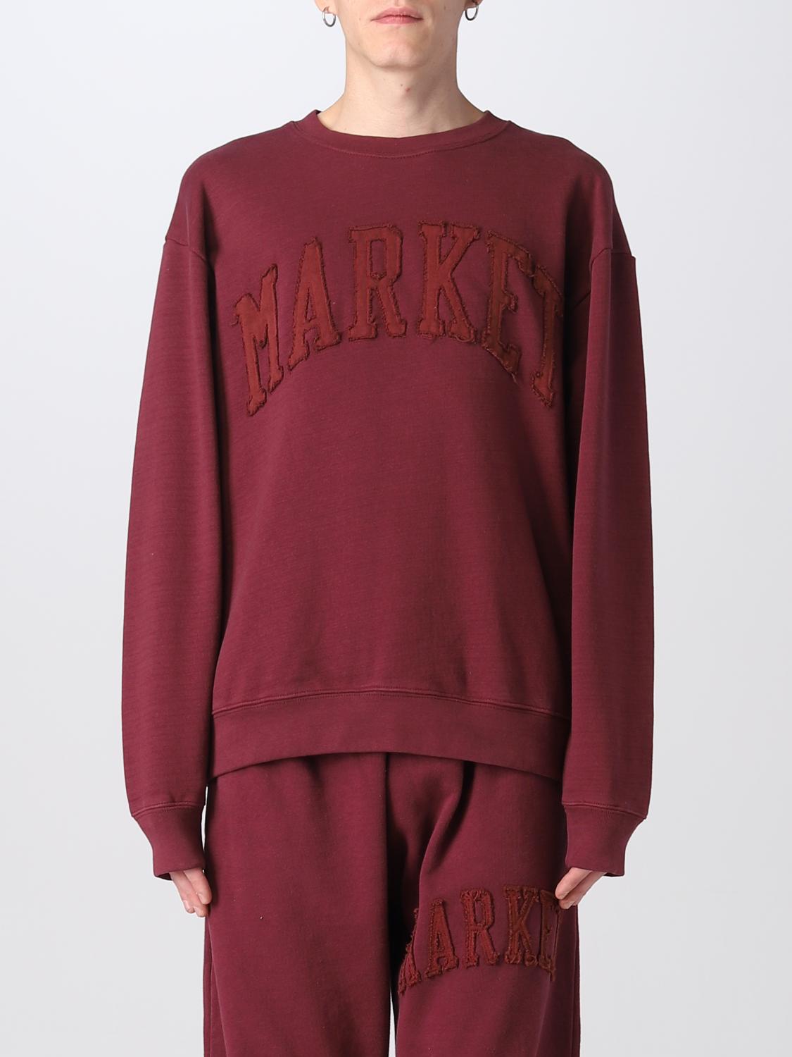 Market Oversized Fit Crew-neck Sweatshirt With Embossed Logo In Burgundy