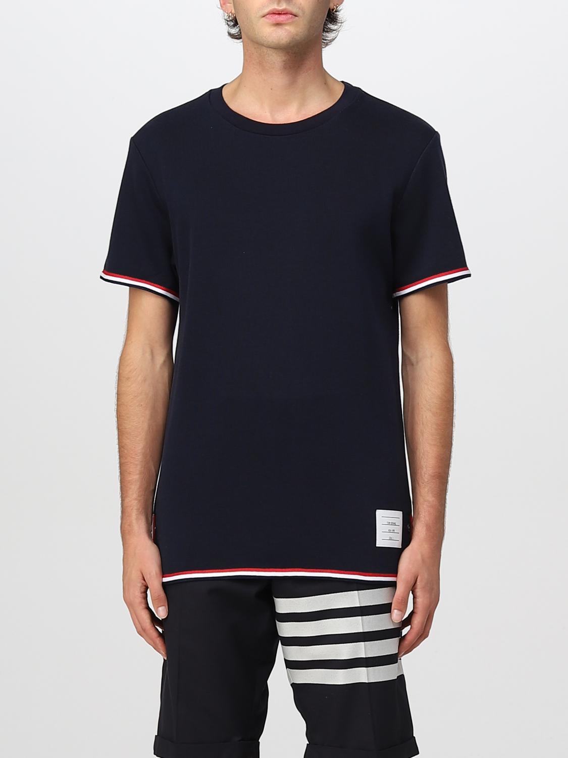 Thom Browne Men Tee In Cotton Interlock In Blue