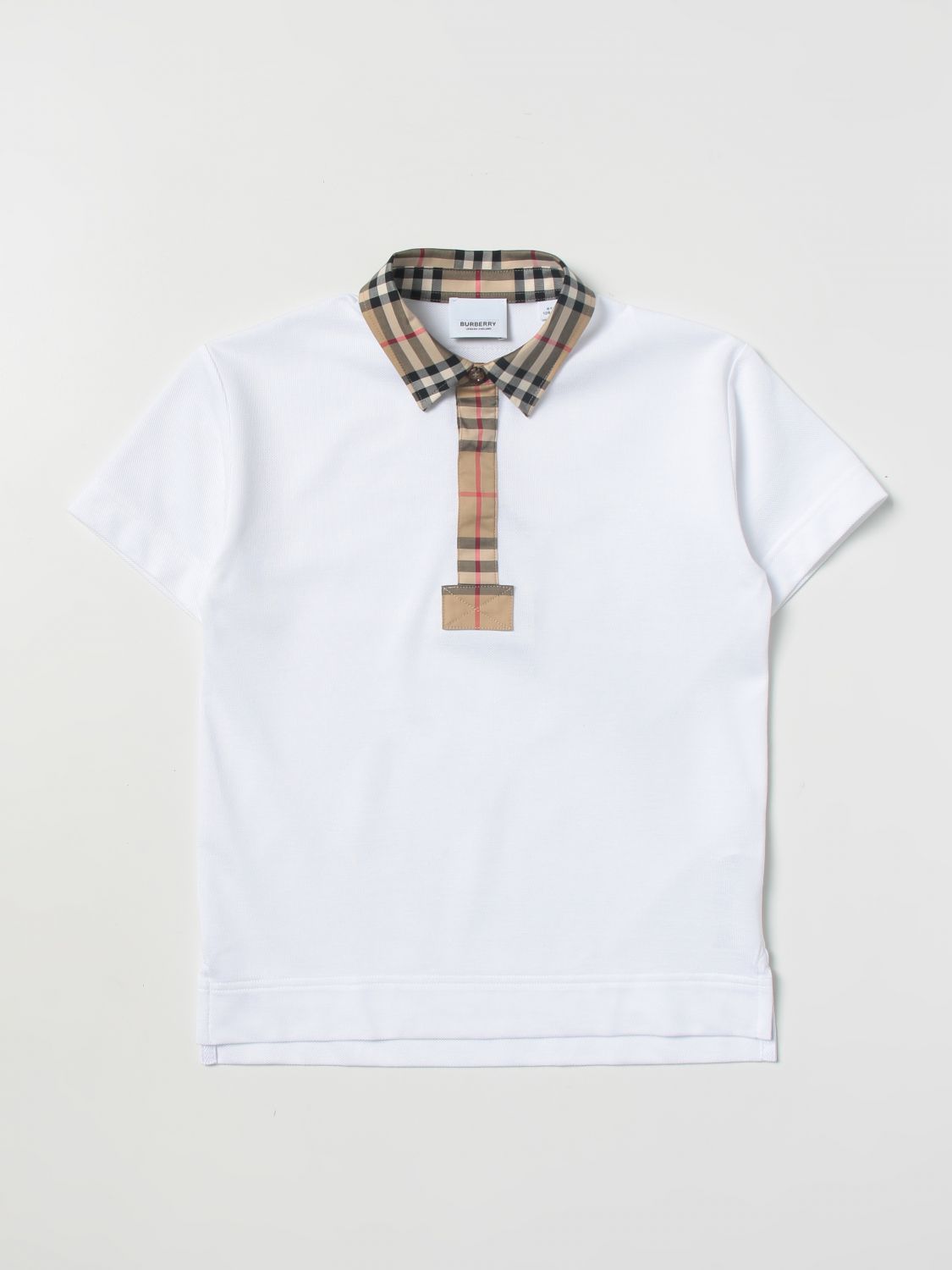 Shop Burberry Polo Shirt In Cotton In White