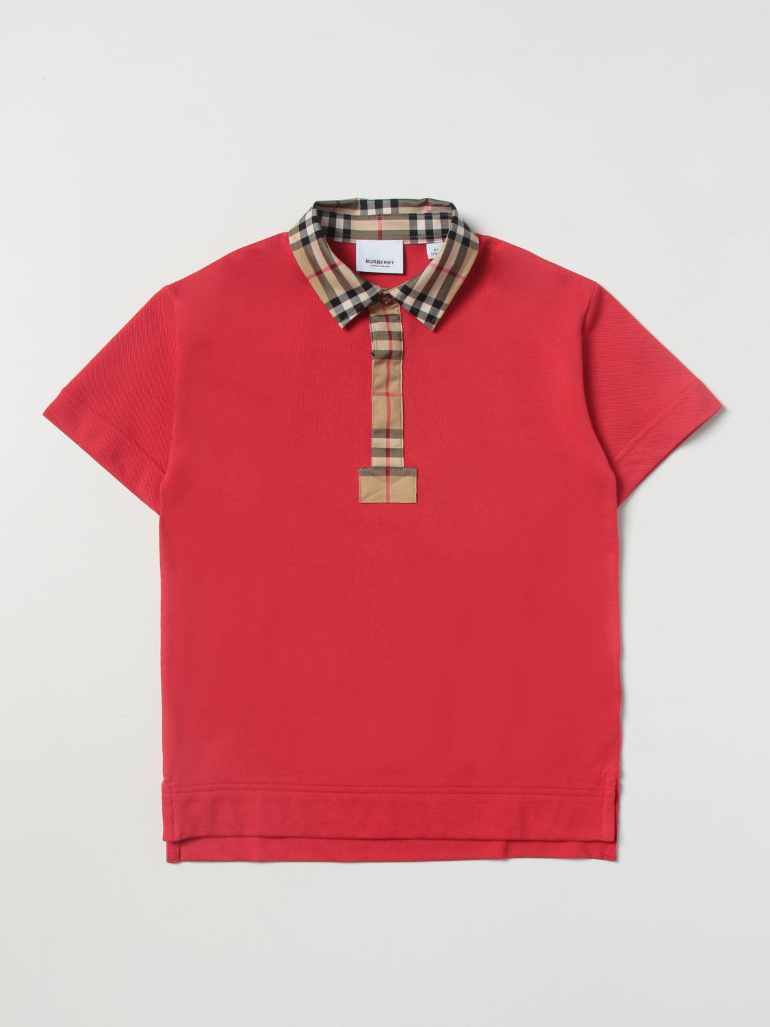 Shop Burberry Polo Shirt In Cotton In Red