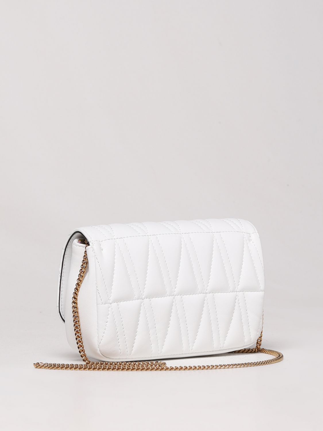 Mini bag Versace: Virtus Versace bag in quilted leather with metal Baroque logo white 3