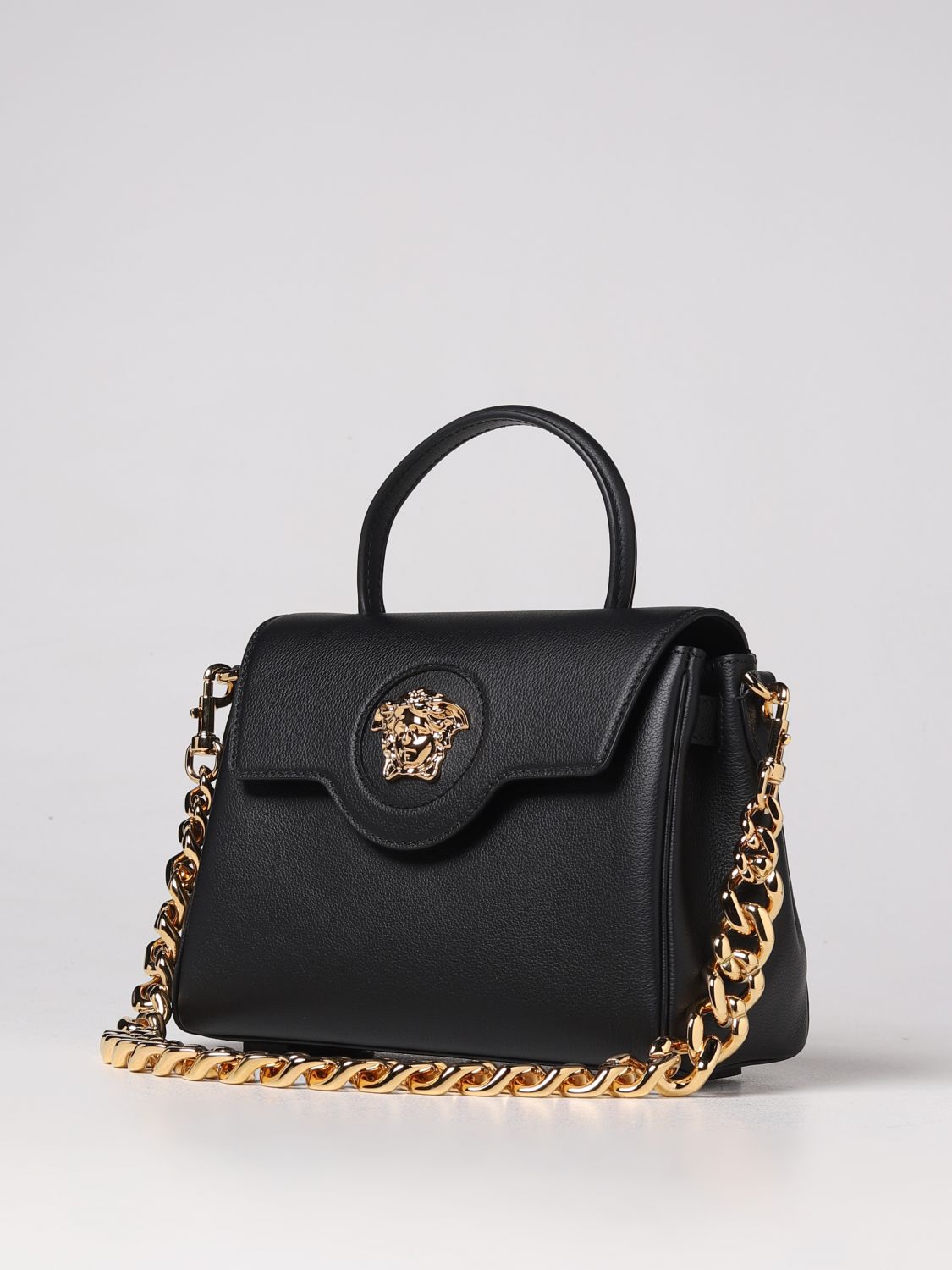 VERSACE: micro-grained leather bag - Beige  Versace handbag DBFI040DVIT2T  online at