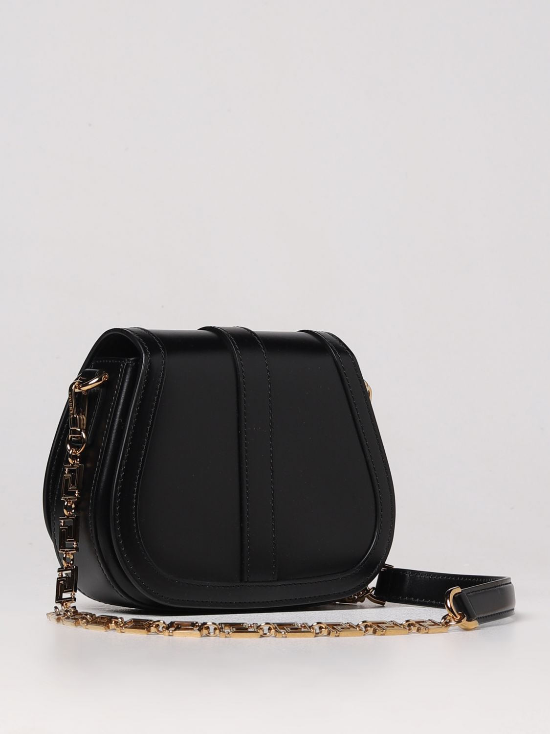 Versace Outlet: Greca Goddesa bag in smooth leather - Black  Versace  crossbody bags 10071291A05134 online at