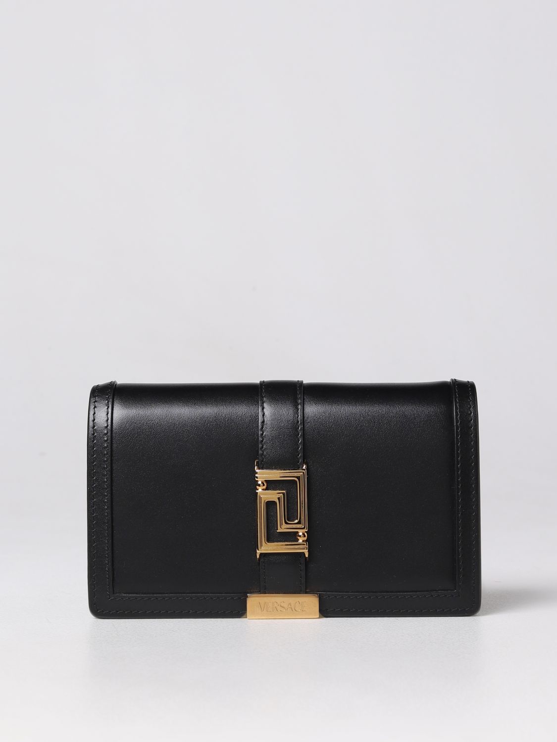 Mini bag Versace: Greca Goddess Versace leather wallet bag black 1