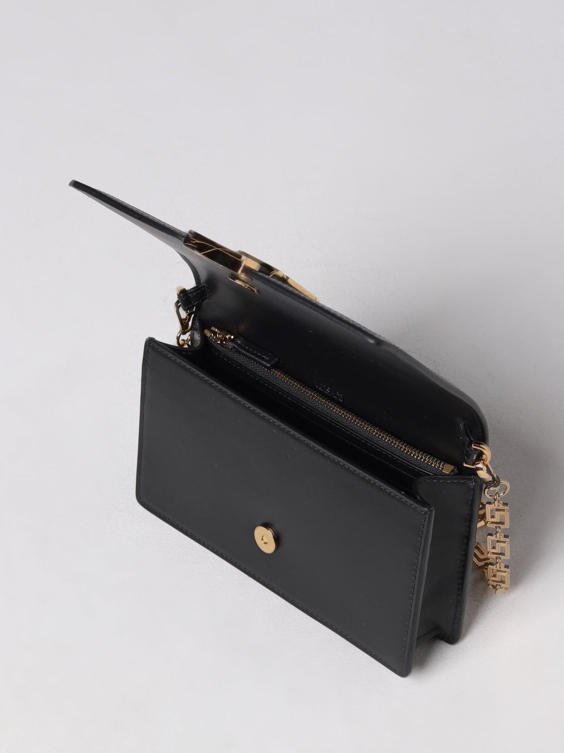Mini bag Versace: Greca Goddess Versace leather wallet bag black 5