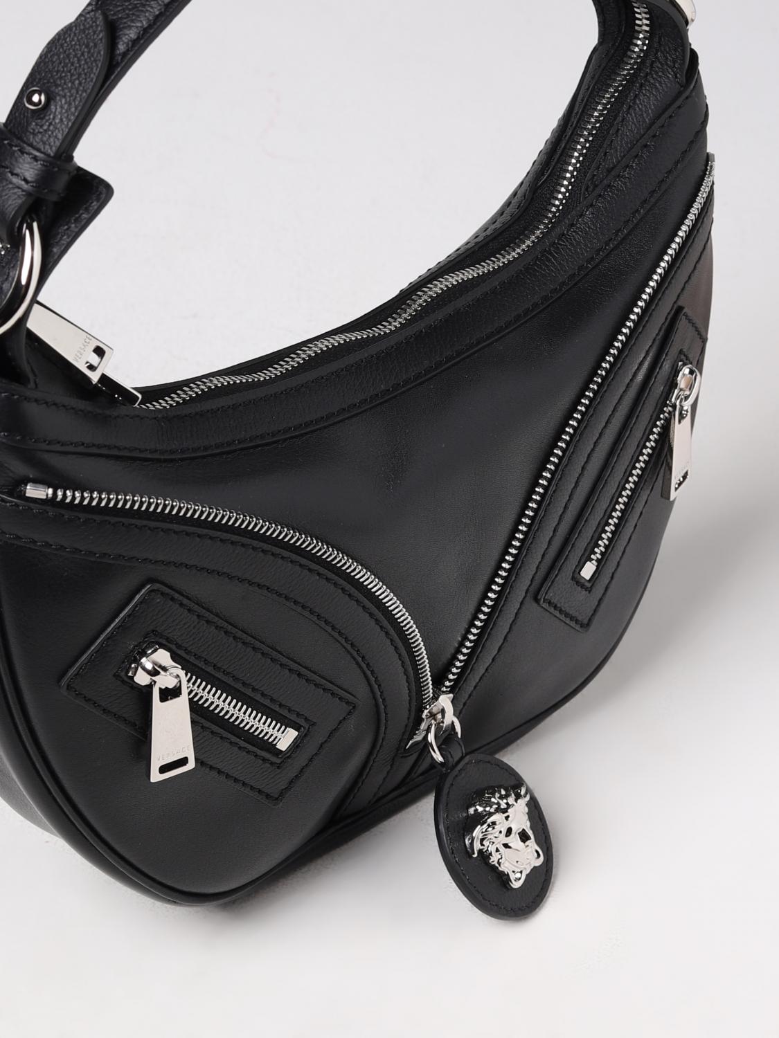 VERSACE: shoulder bag for woman - Black | Versace shoulder bag ...