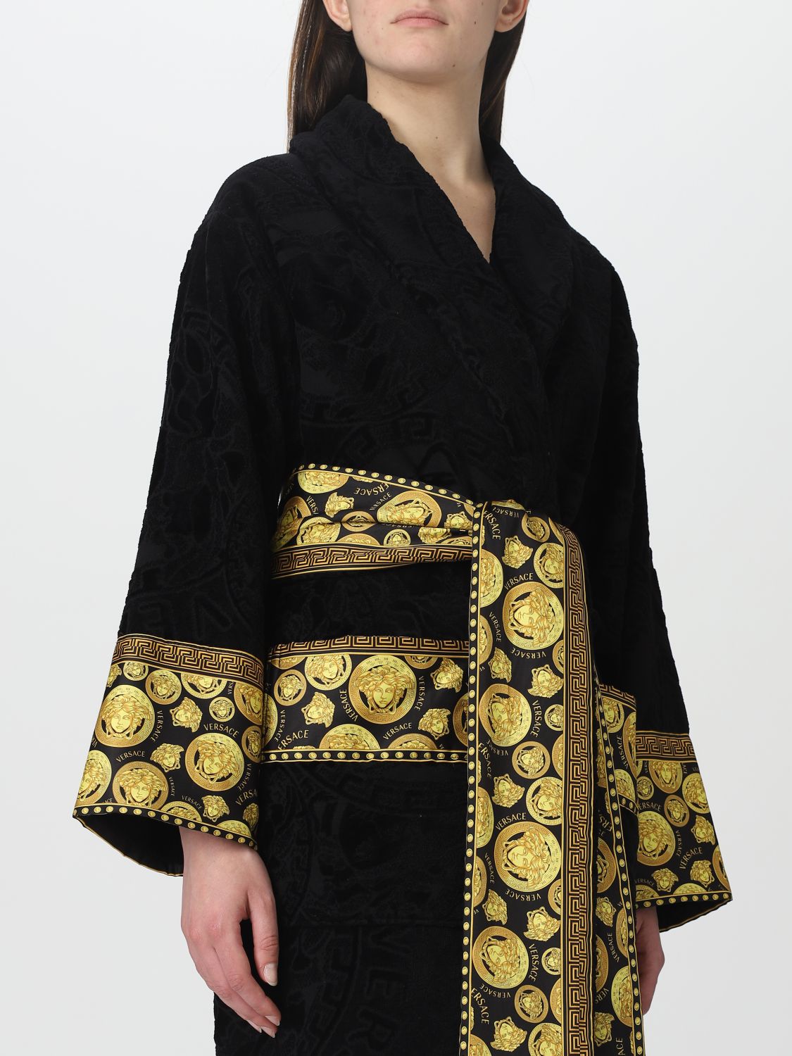 VERSACE HOME: bathrobe for woman - Black | Versace Home bathrobe ...
