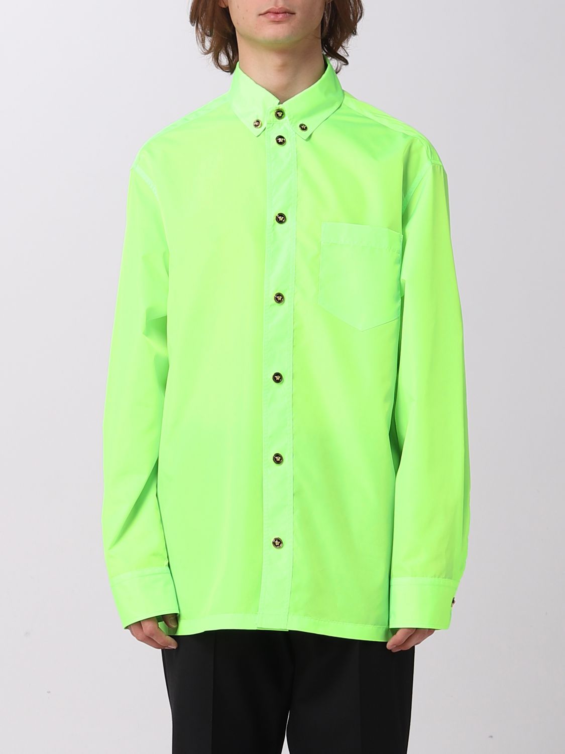 Shop Versace Medusa  Shirt In Nylon In Green