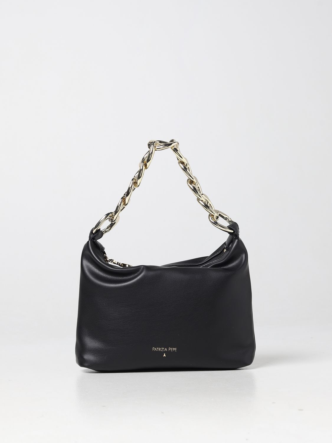 Patrizia Pepe Hobo Drop Large Shoulder Bag In Black