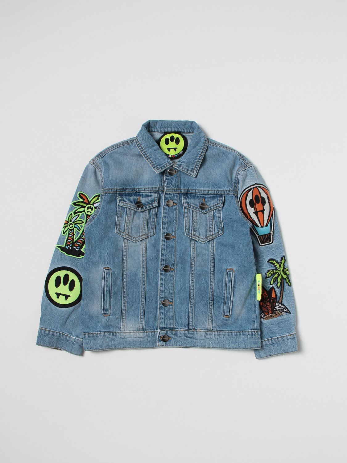 Barrow Light Blue Jacket For Kids With Iconic Smiley And Patch